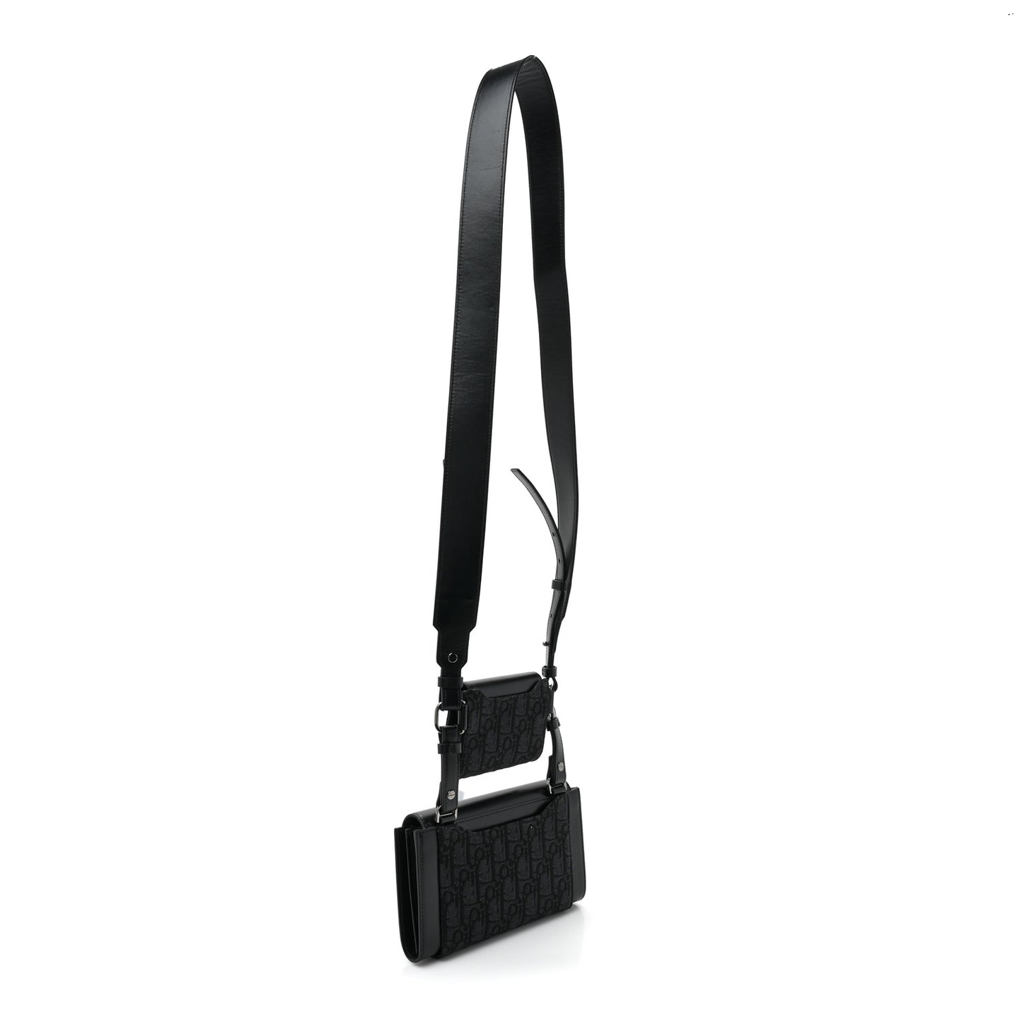 HOMME Oblique Double Saddle Wallet Black