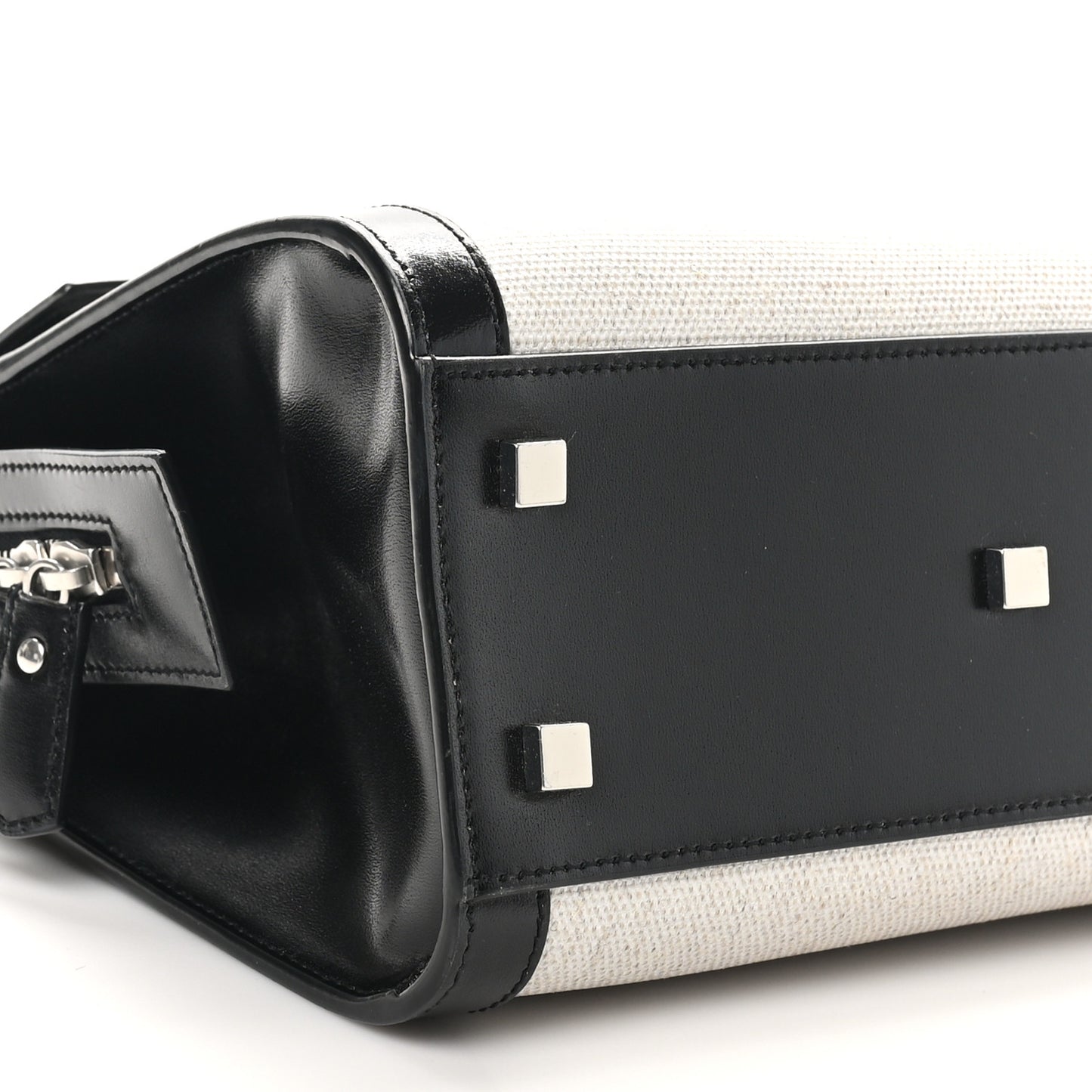 Canvas Calfskin Small Uptown Tote Black