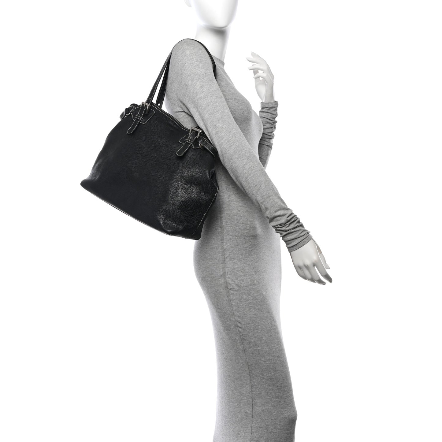 Vitello Daino Shoulder Bag Black