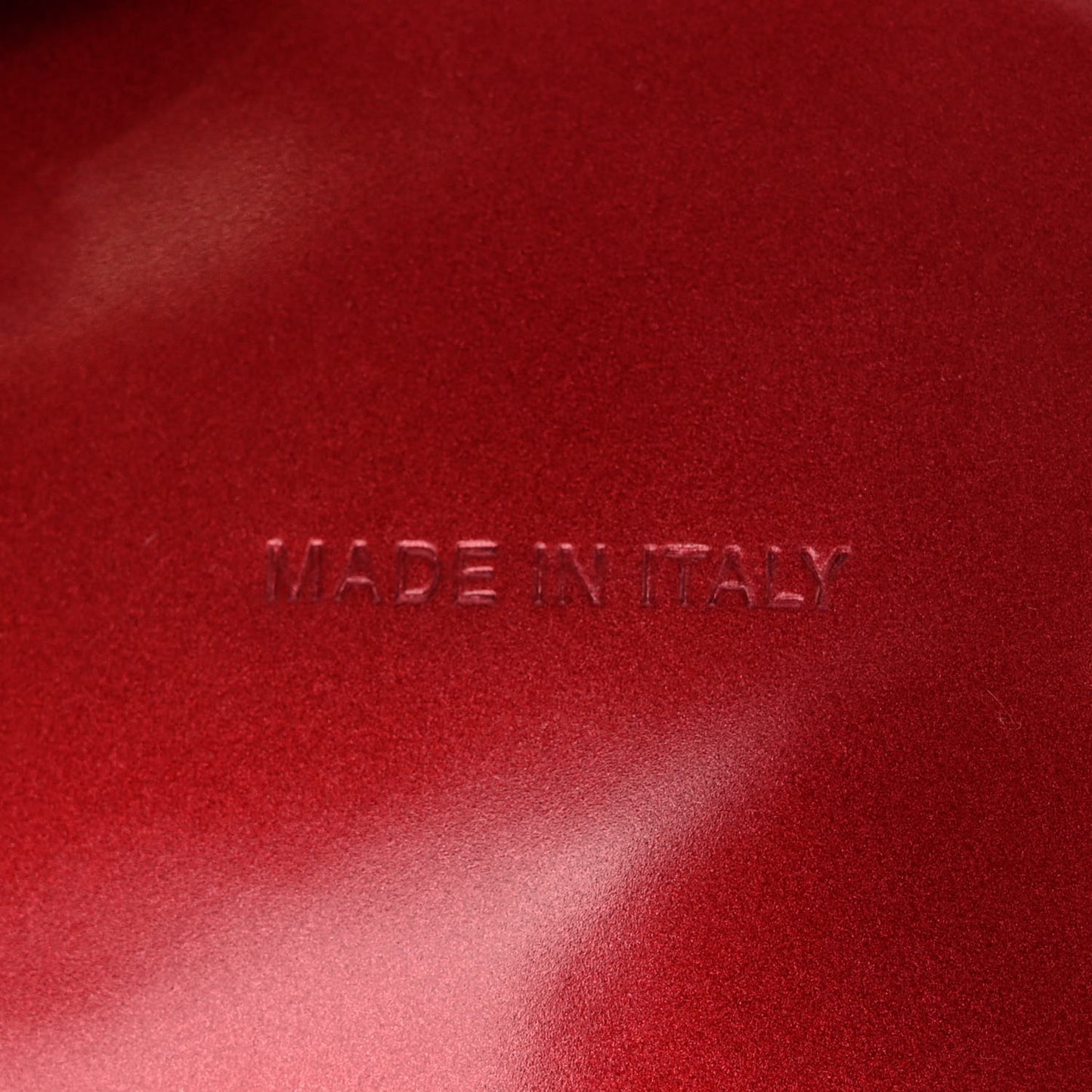 Metallic Calfskin Crystal Micro Curve Bucket Bag Red