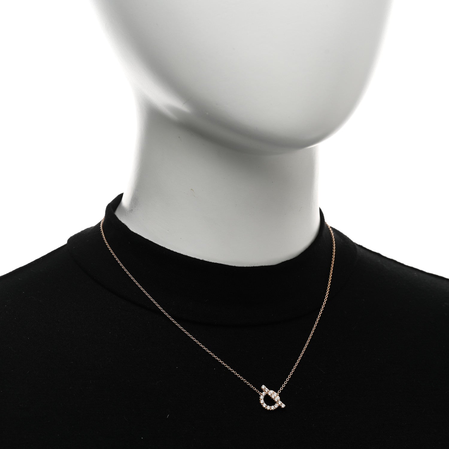 Hermes 18K Rose Gold Diamond Finesse Pendant Necklace 2 of 5