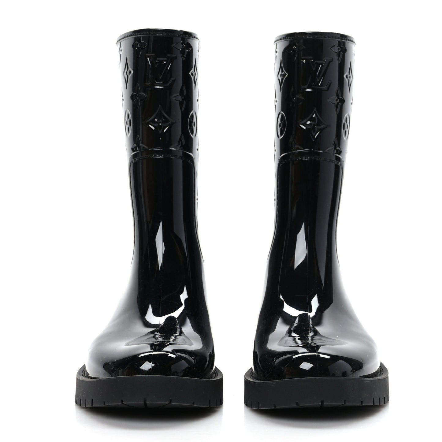 Rubber Embossed Monogram Drops Flat Half Boots 37 Black
