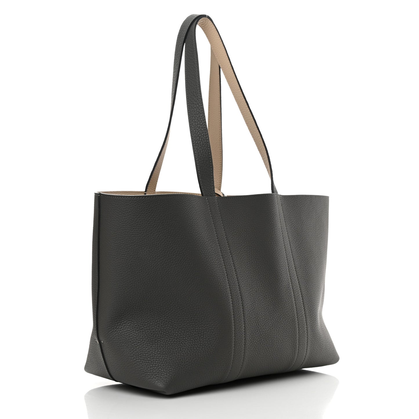 Taurillon Gex Calfskin Duo Reversible Tote Greige Zinc
