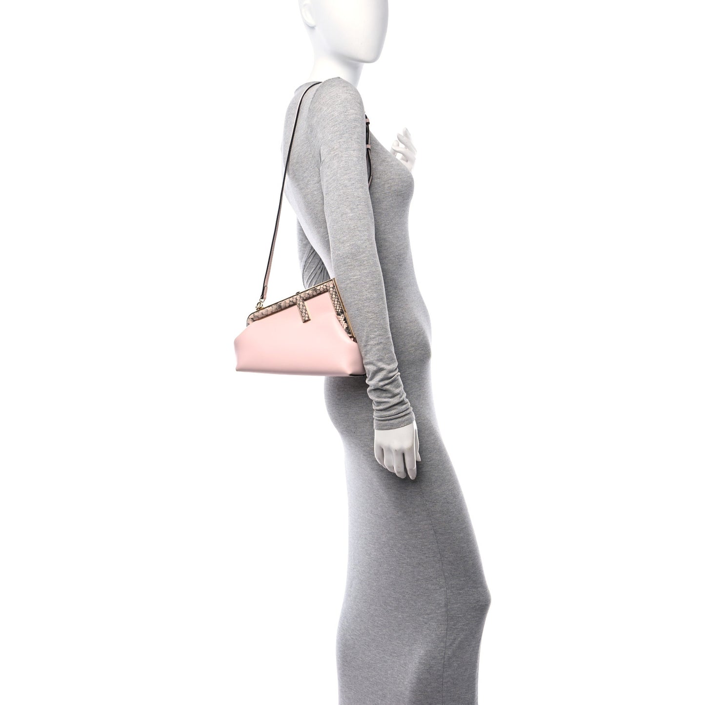 Shiny Nappa Snakeskin Small Fendi First Rosa Confetto Cipria
