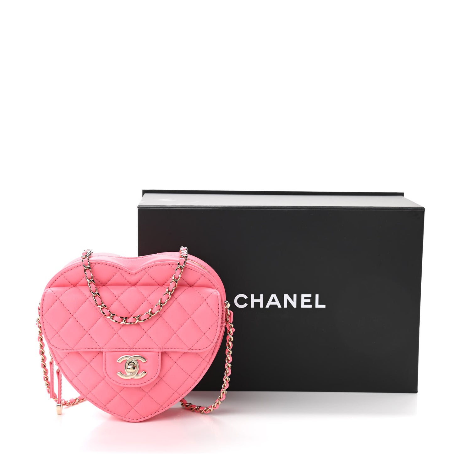 Lambskin Quilted CC In Love Heart Bag Pink