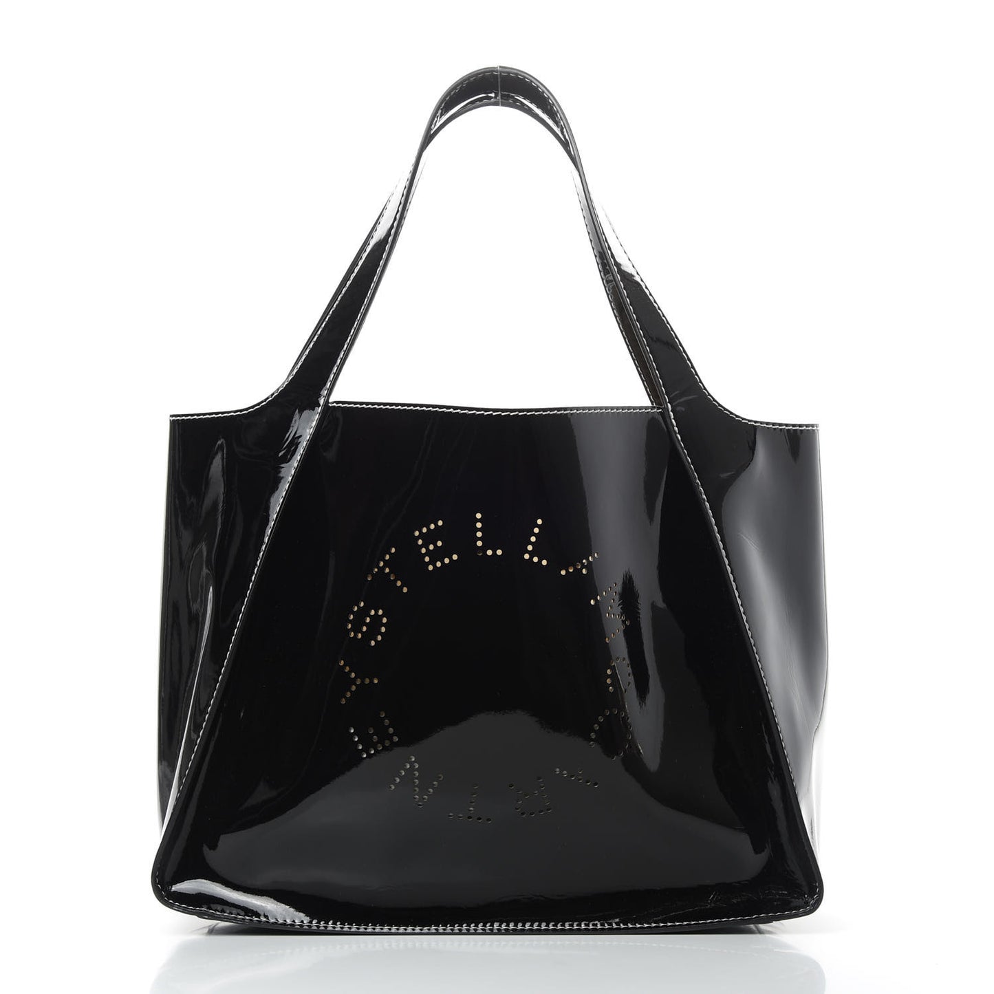 Eco Alter Patent East West Perforated Tote Black