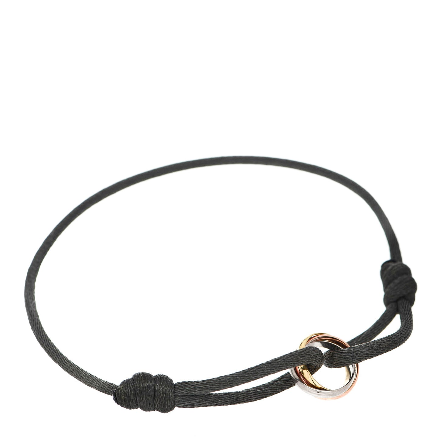 18K Pink Yellow White Gold Trinity Cord Bracelet Grey