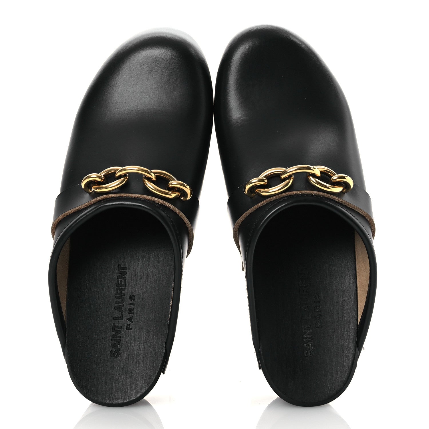 Saint Laurent Smooth Calfskin Le Maillon Clogs 39.5 Black 2 of 9