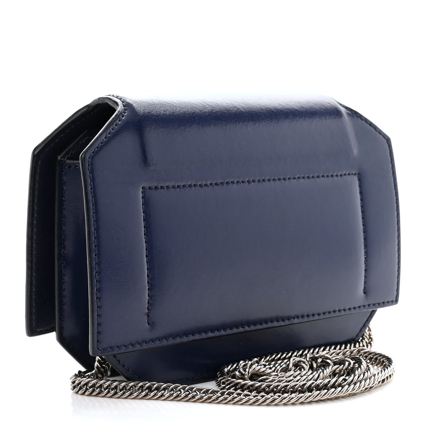 Calfskin Bow Cut Chain Wallet Navy