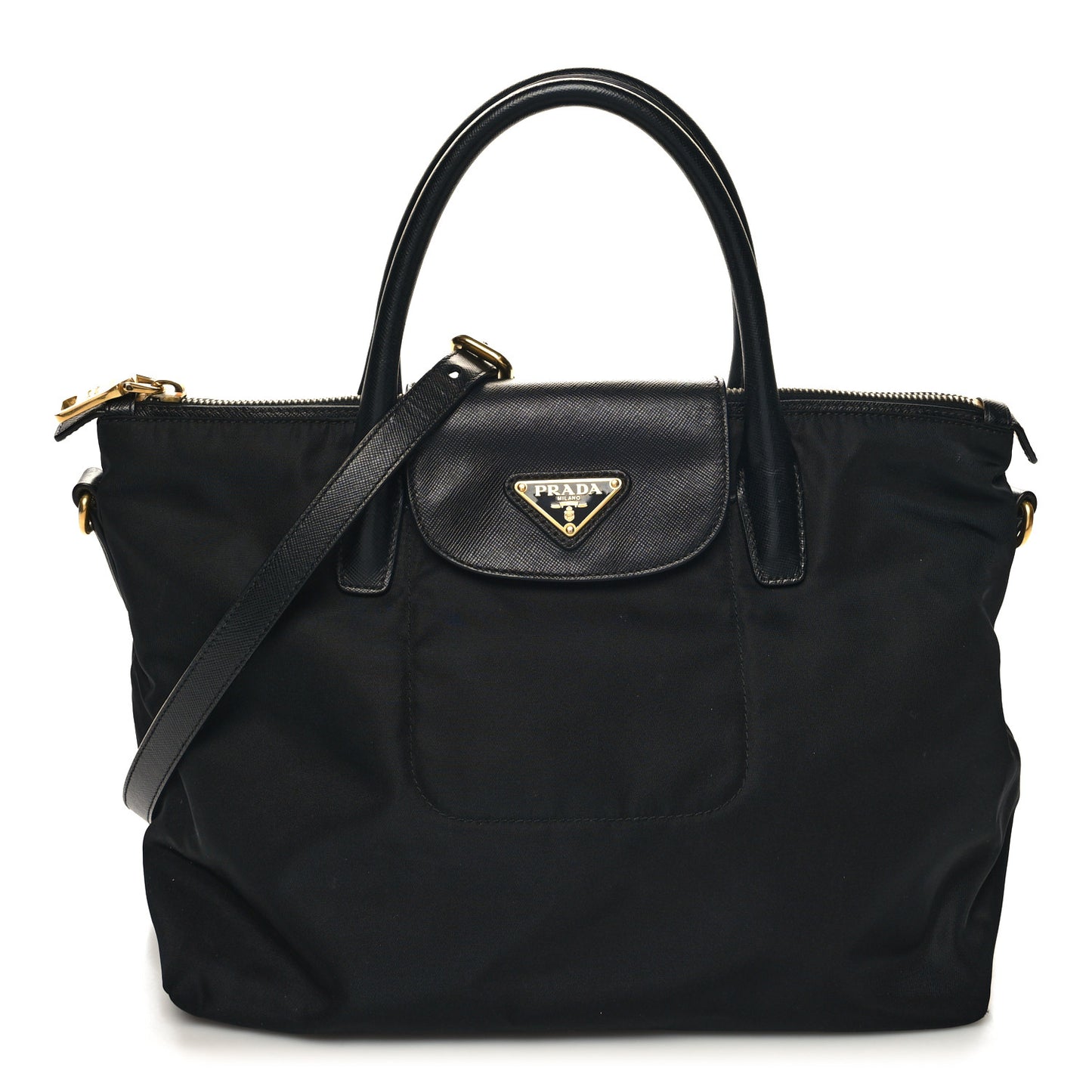 Tessuto Nylon Saffiano Tote Black