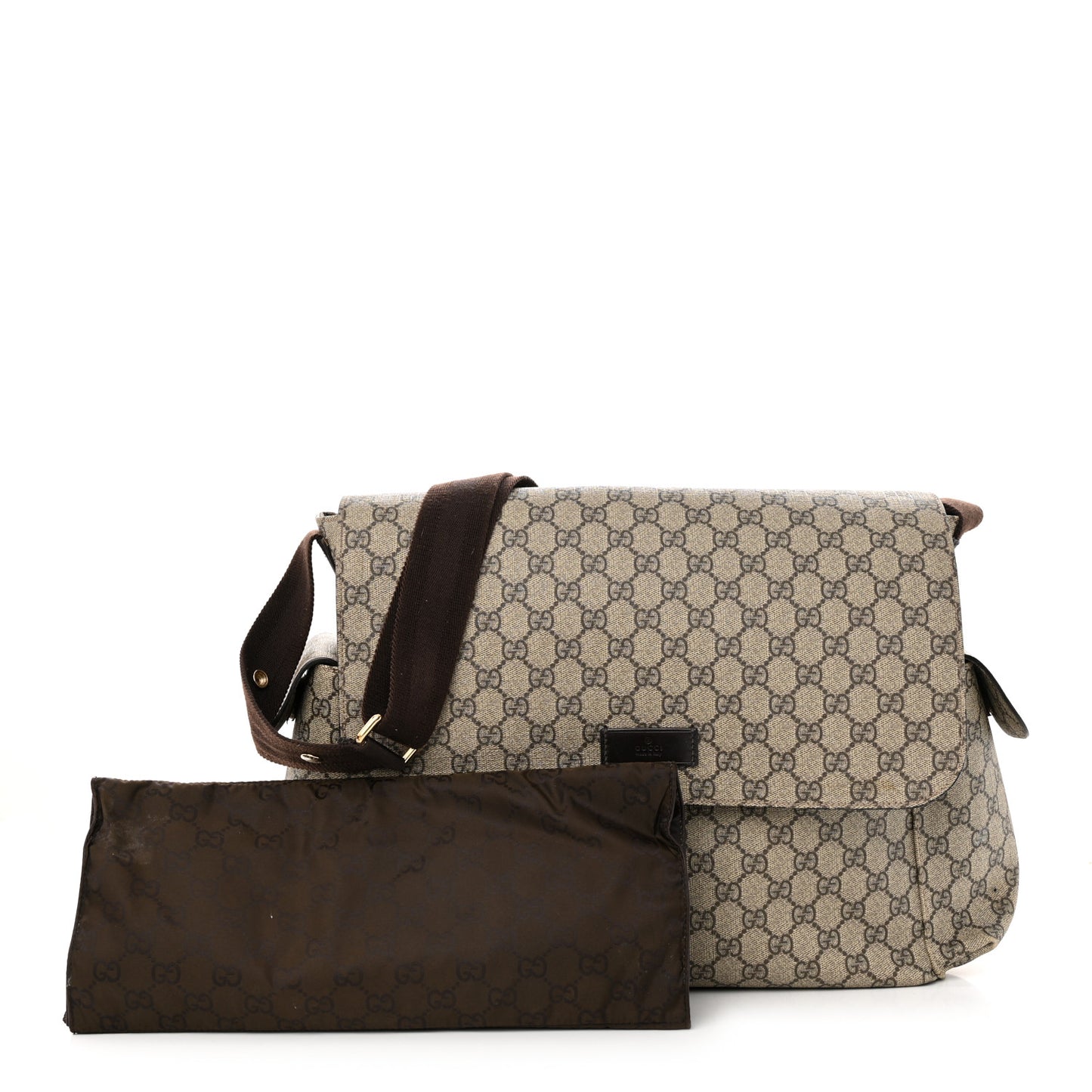 GG Plus Monogram Messenger Diaper Bag Dark Brown