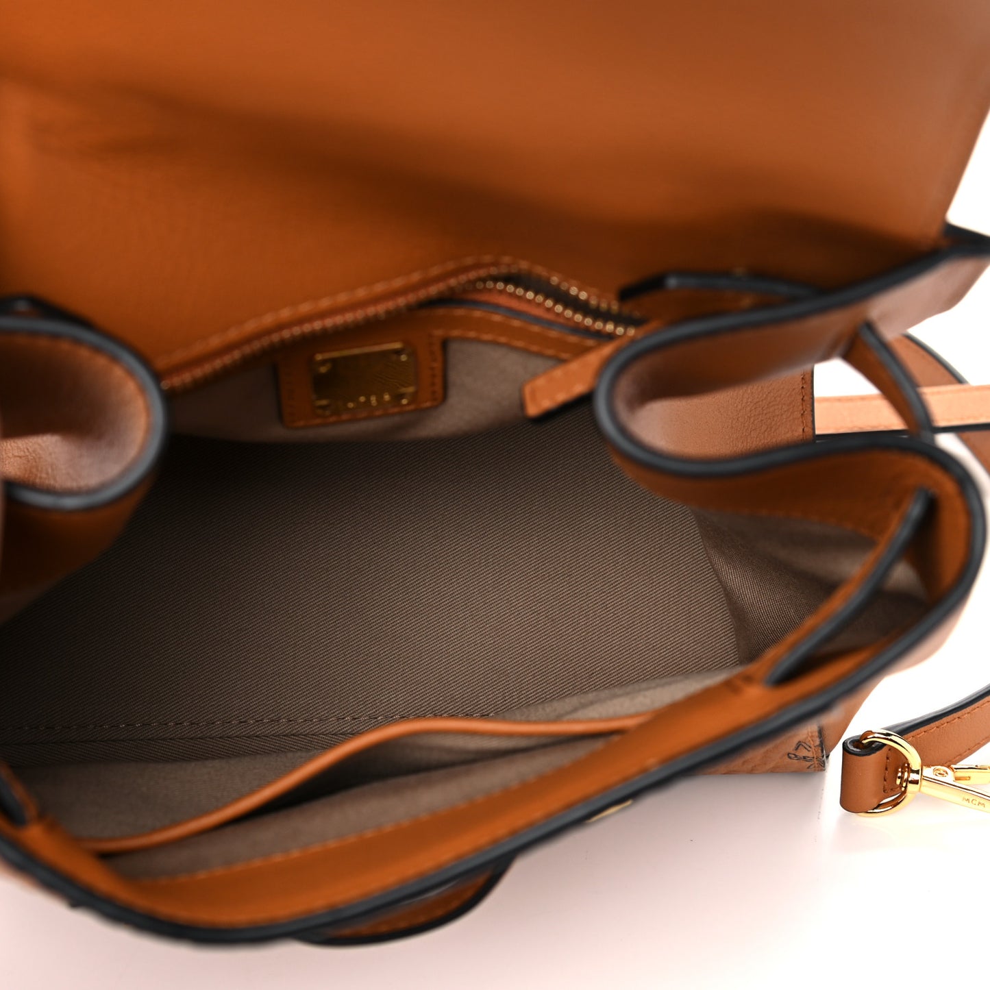 Calfskin Essential Visetos Small Backpack Cognac