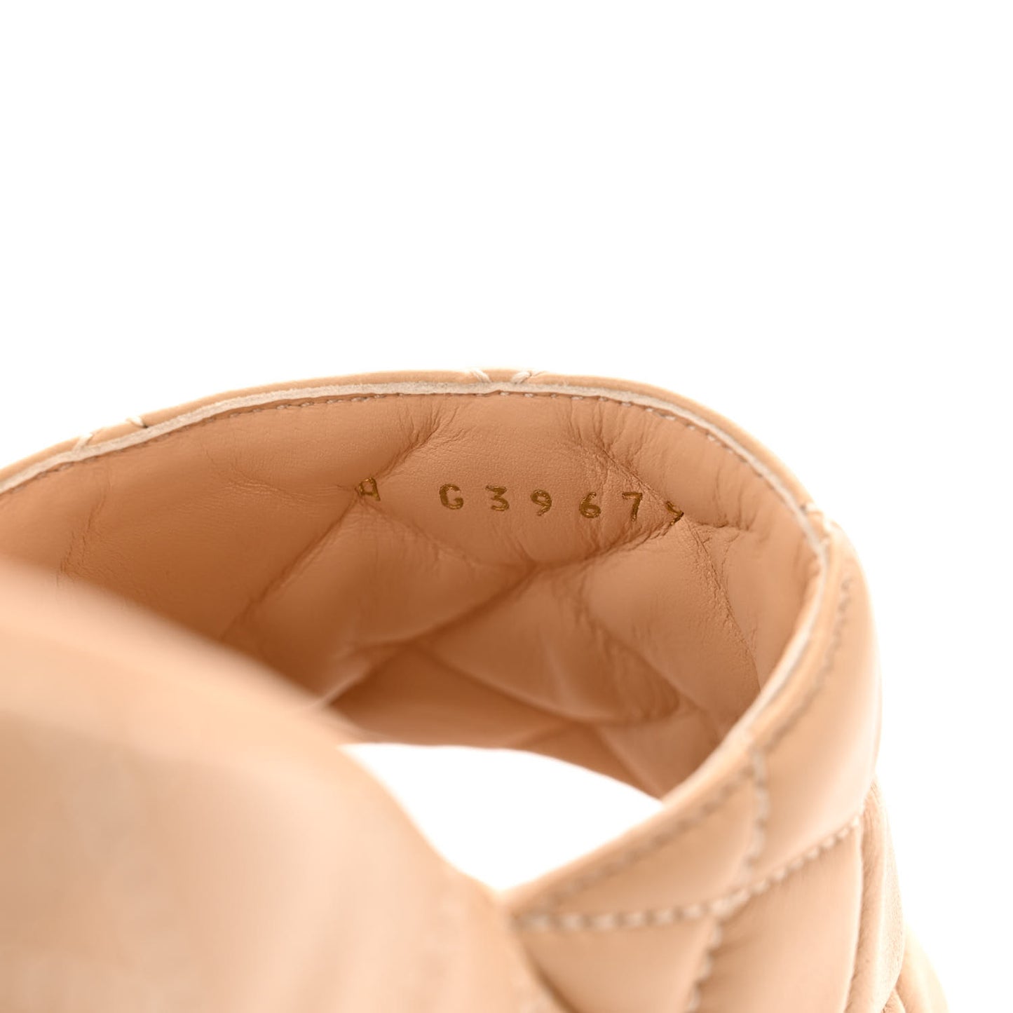 Lambskin Quilted CC Mules Wedge Sandals 38 Beige