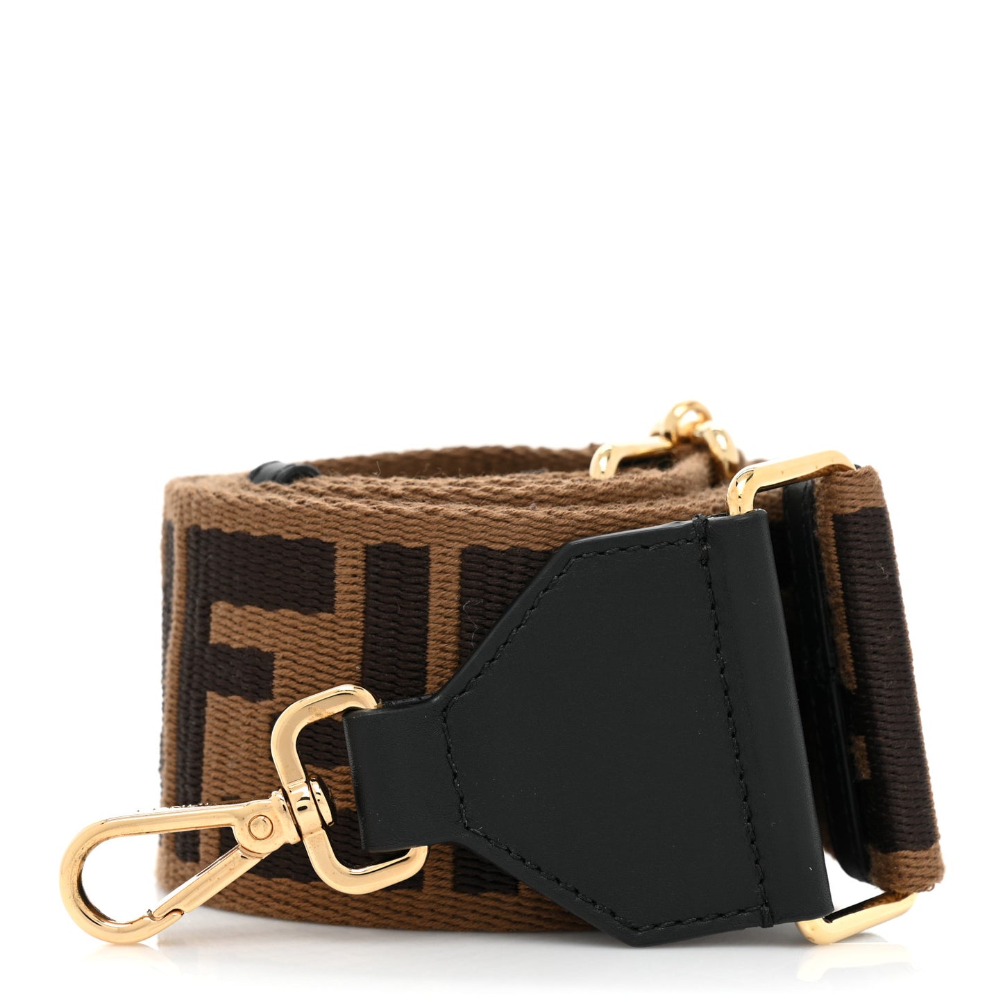 Ribbon Vitello Seta FF 1974 Adjustable Strap You Fango Marrone Black