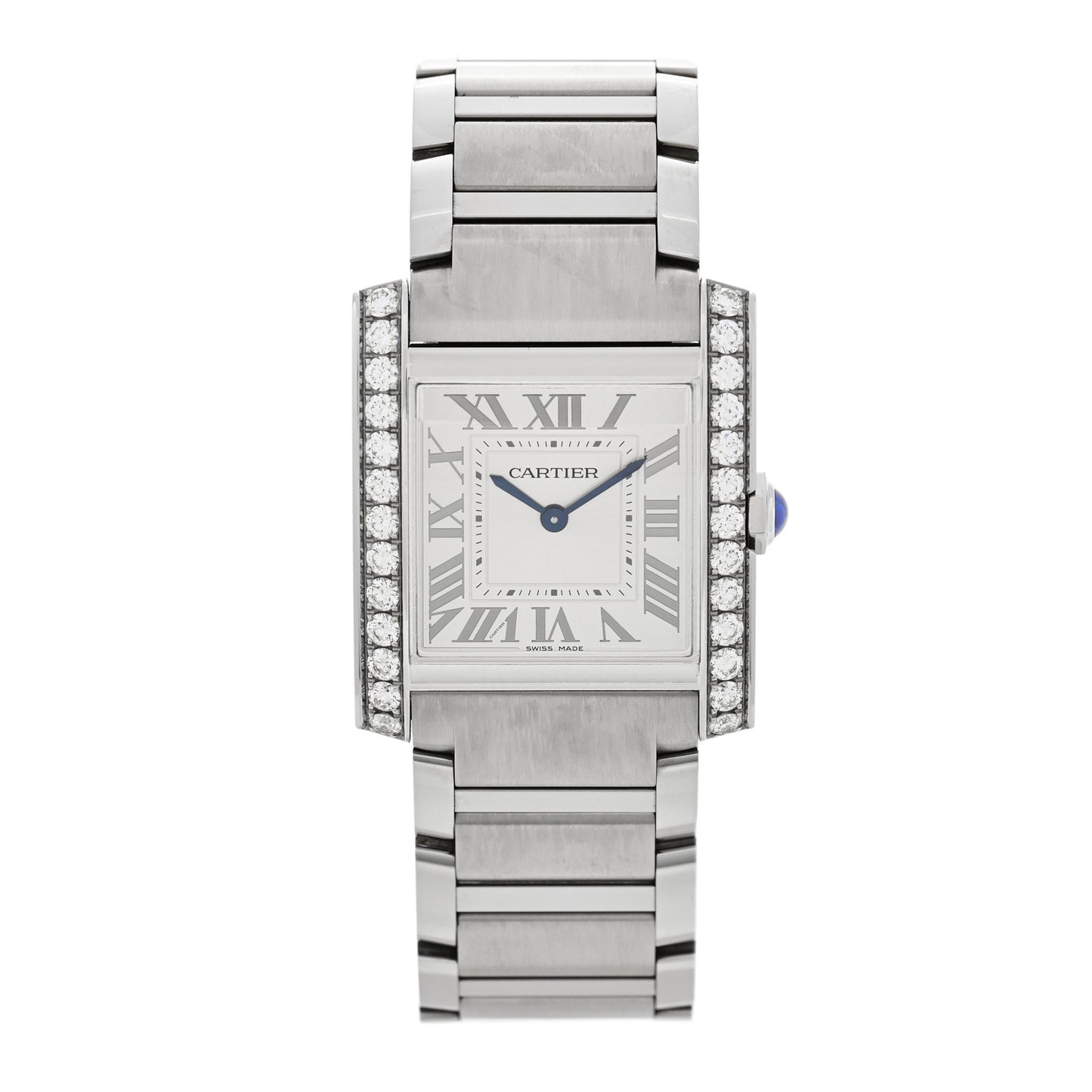 Stainless Steel Diamond Bezel 28mm Tank Francaise Quartz Watch