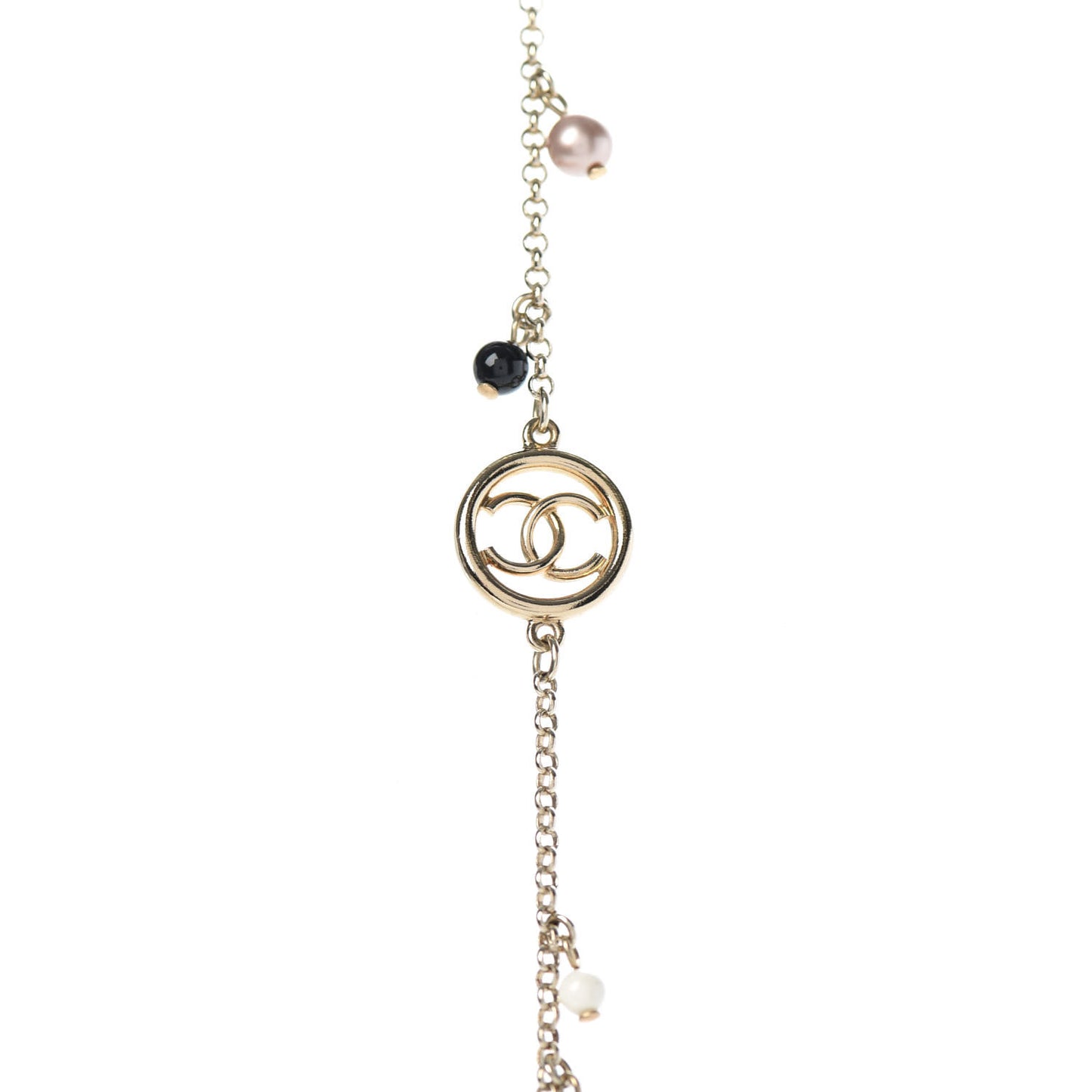 Resin Bead Pearl CC Necklace Gold