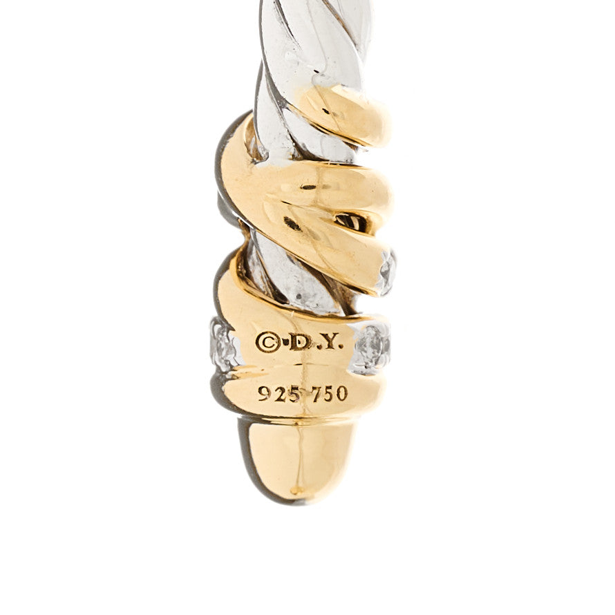 Sterling Silver 18K Yellow Gold Diamond 3mm Helena Cuff Bracelet