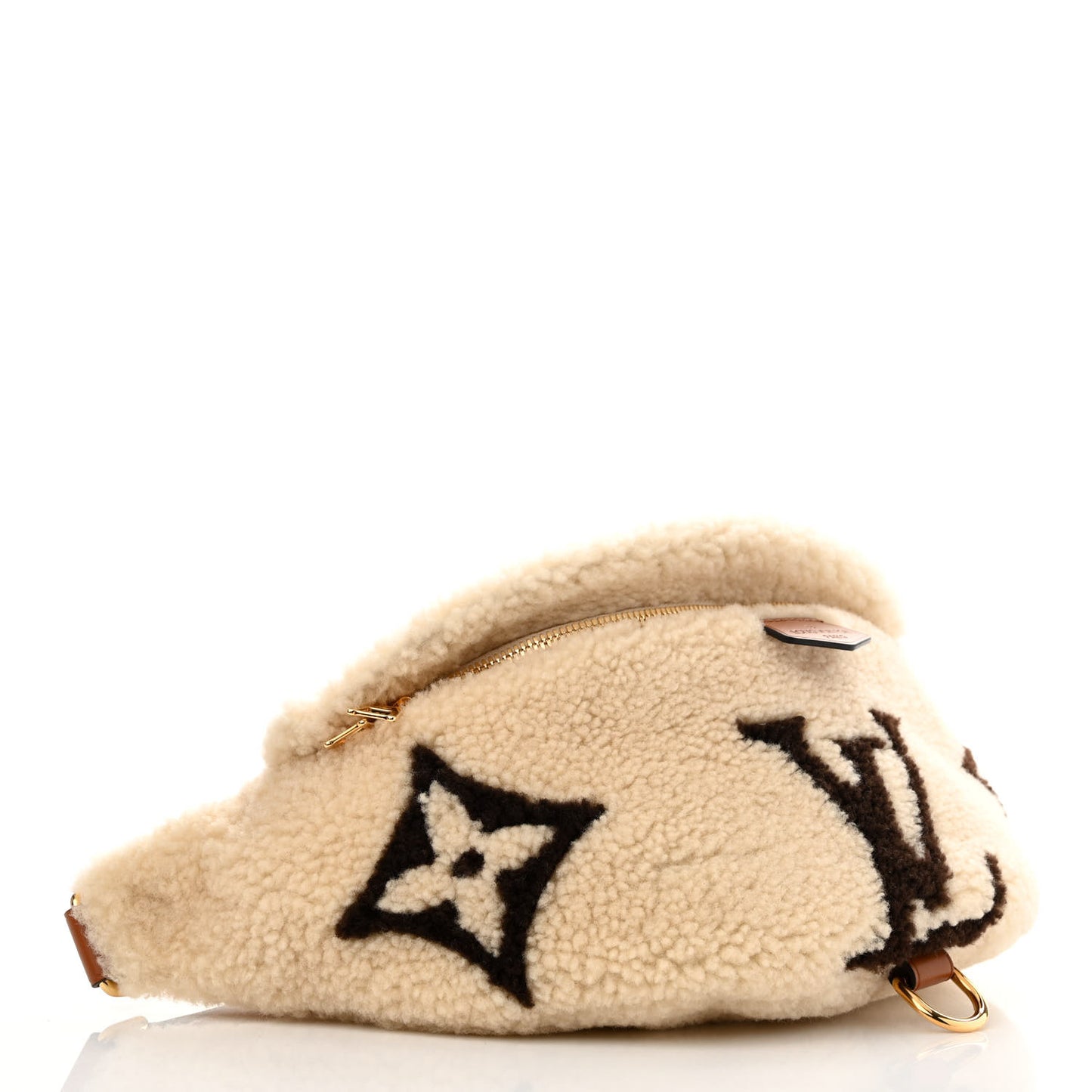 Shearling Monogram LV Ski Bumbag Cream Brown
