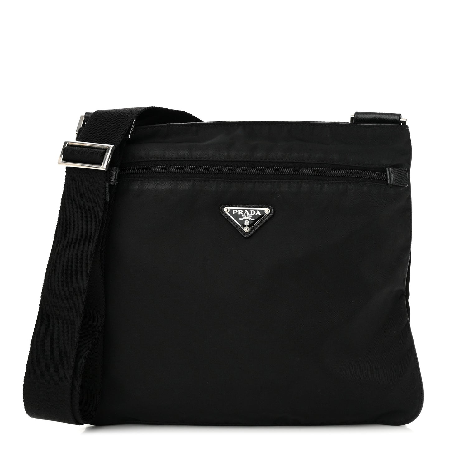 Nylon Vela Flat Messenger Bag Black
