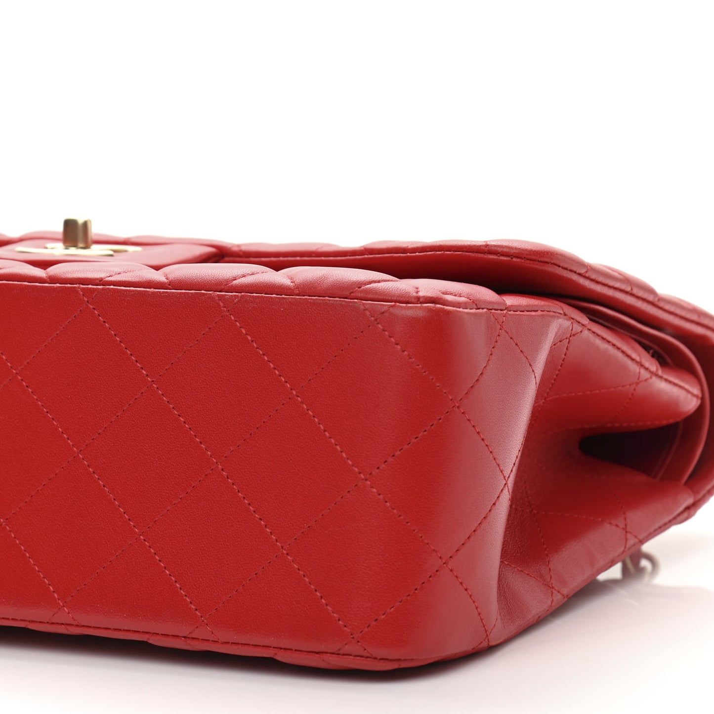 Lambskin Quilted Jumbo Double Flap Red