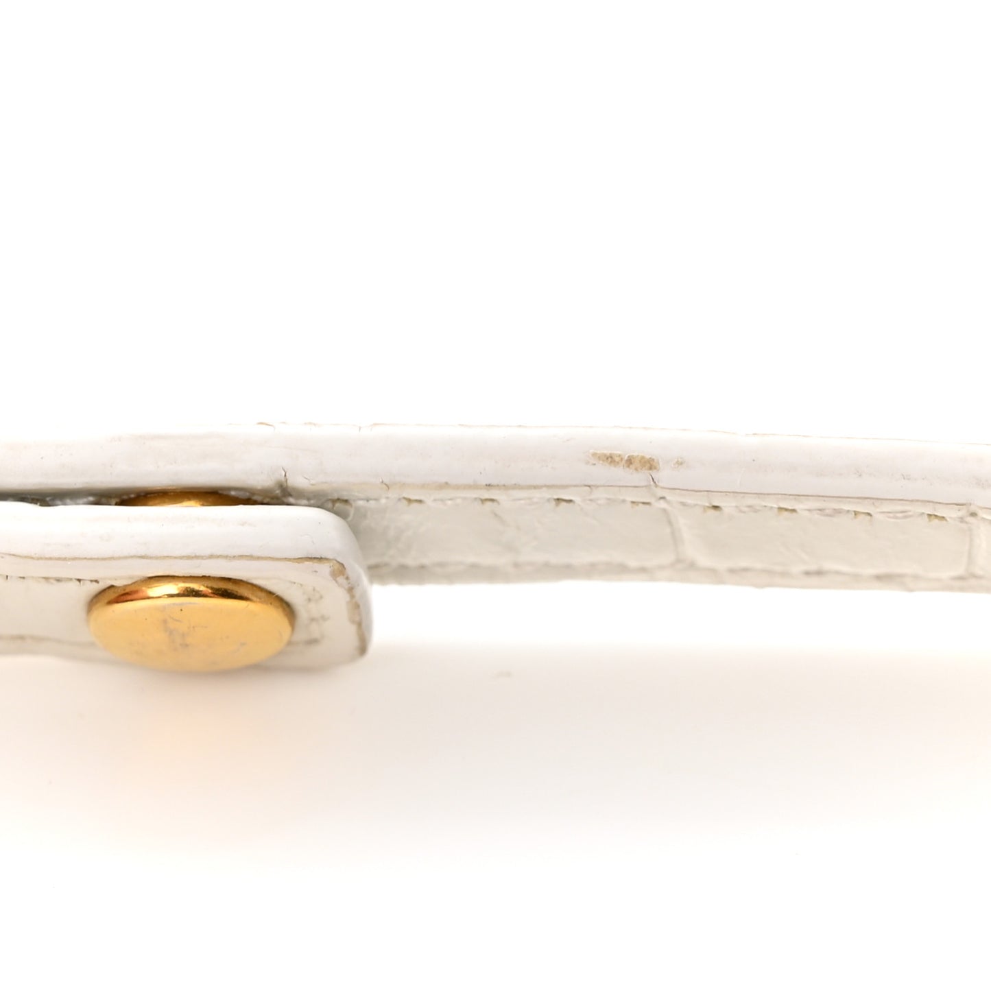 Shiny Calfskin Crocodile Embossed Hourglass Chain Bag White