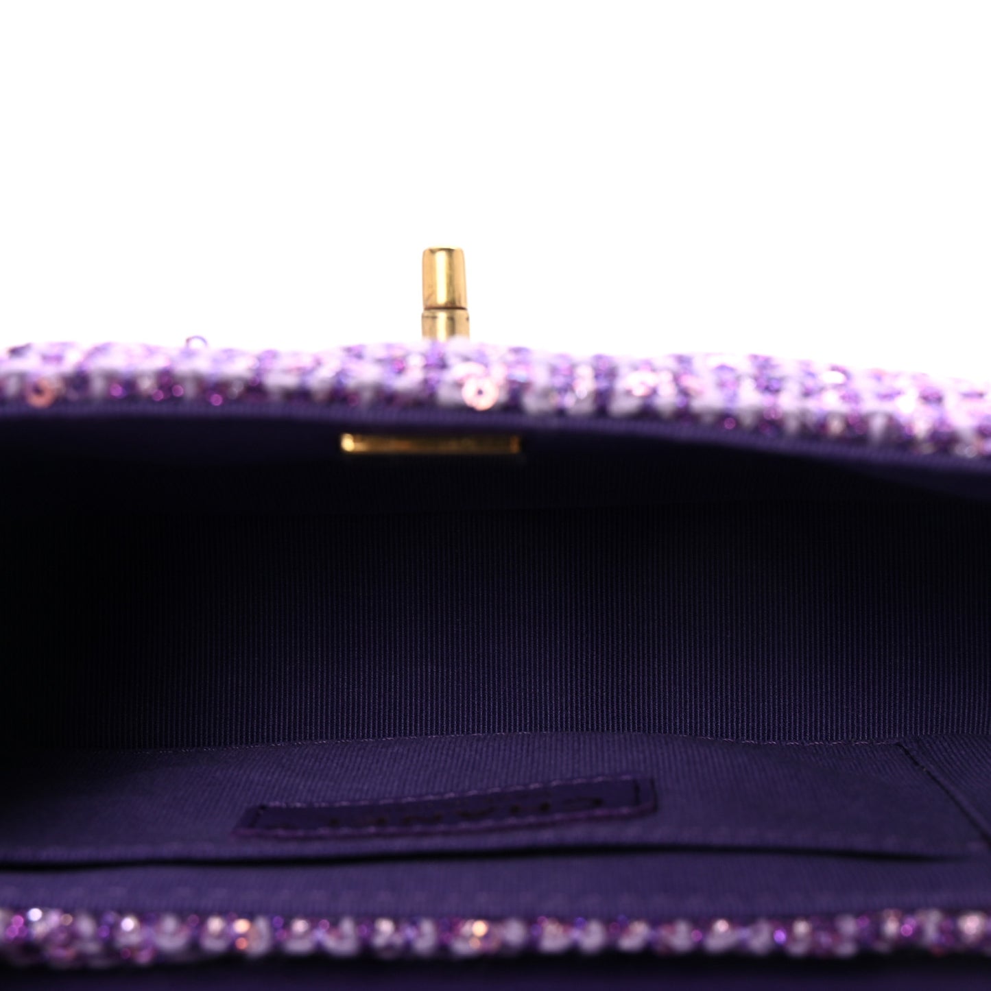 Tweed Sequin Quilted Baywatch Top Handle Flap Purple Silver Light Purple