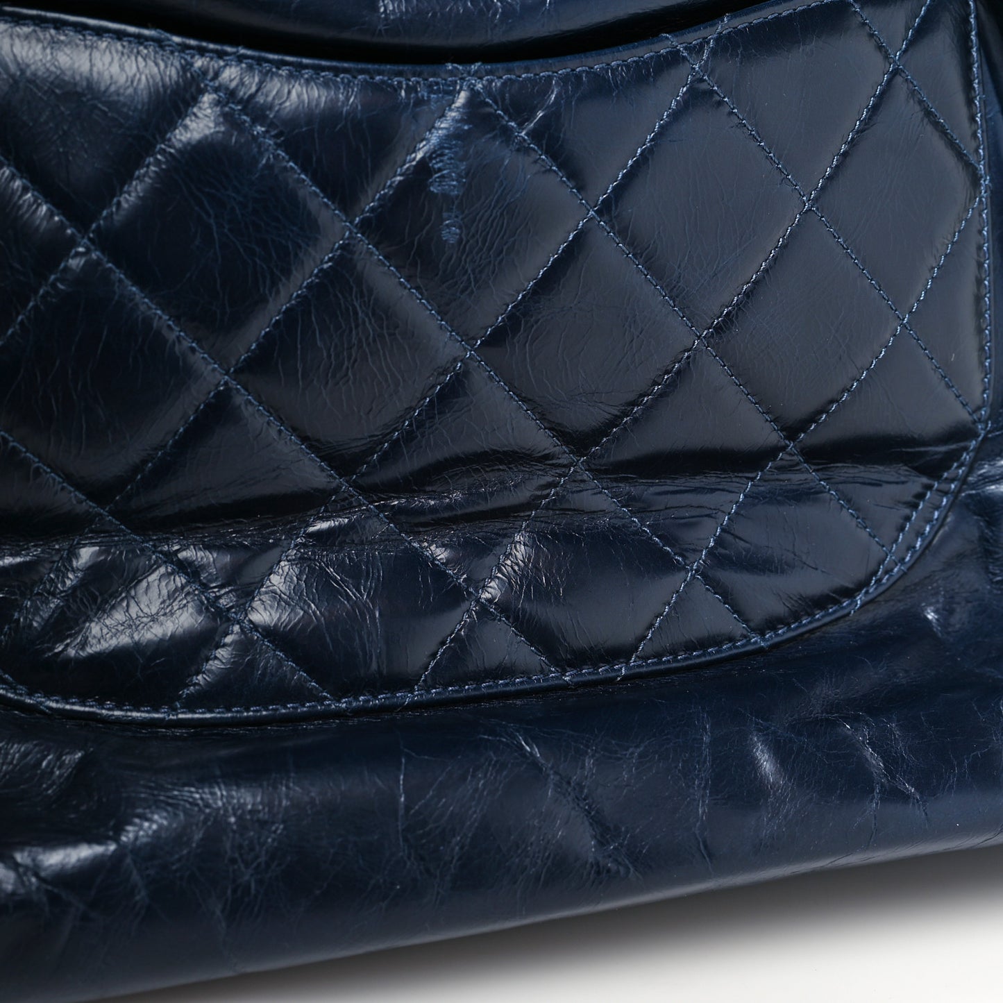 Glazed Calfskin Medium Deauville Tote Blue