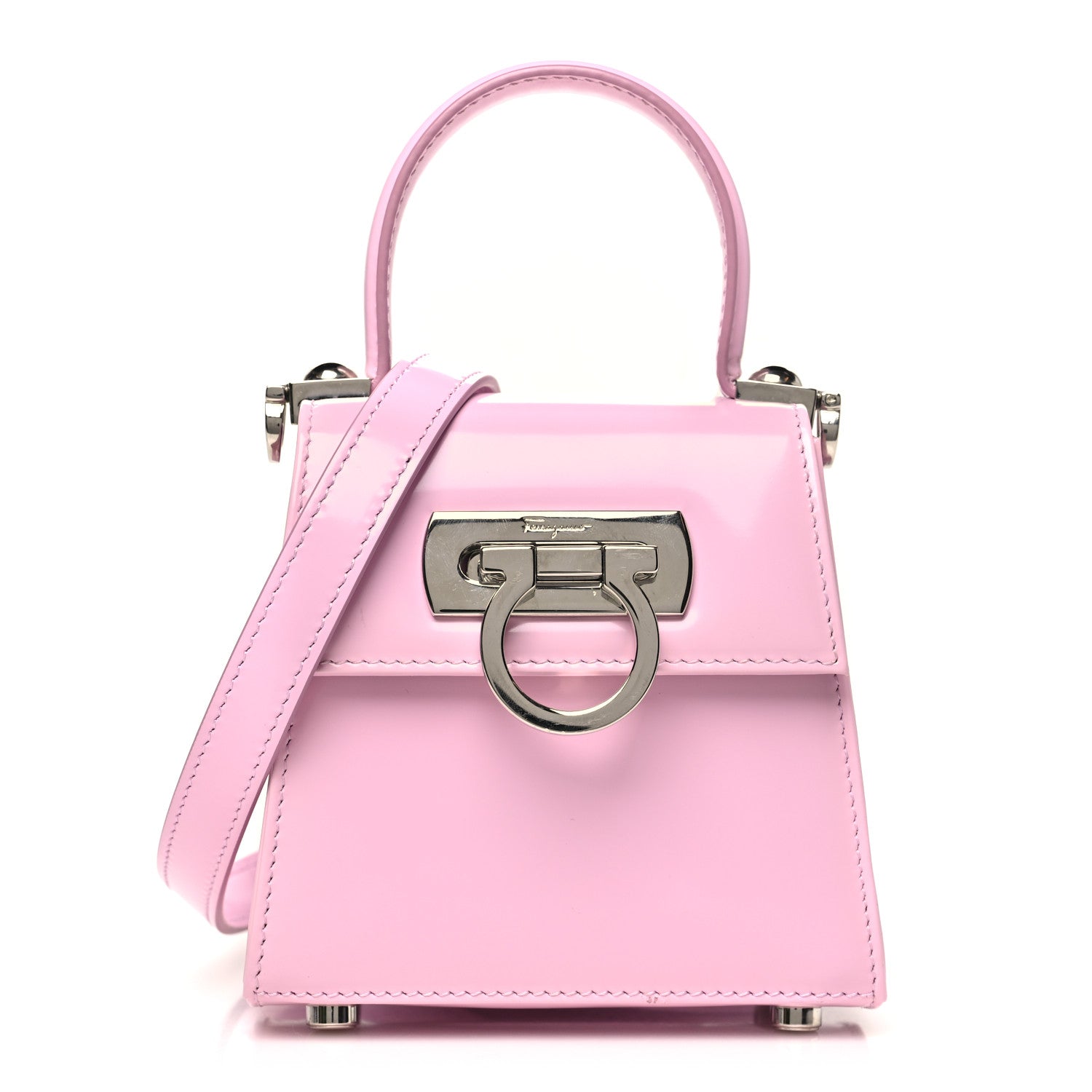 Salvatore Ferragamo Brushed Calfskin Micro Iconic Top Handle Bag