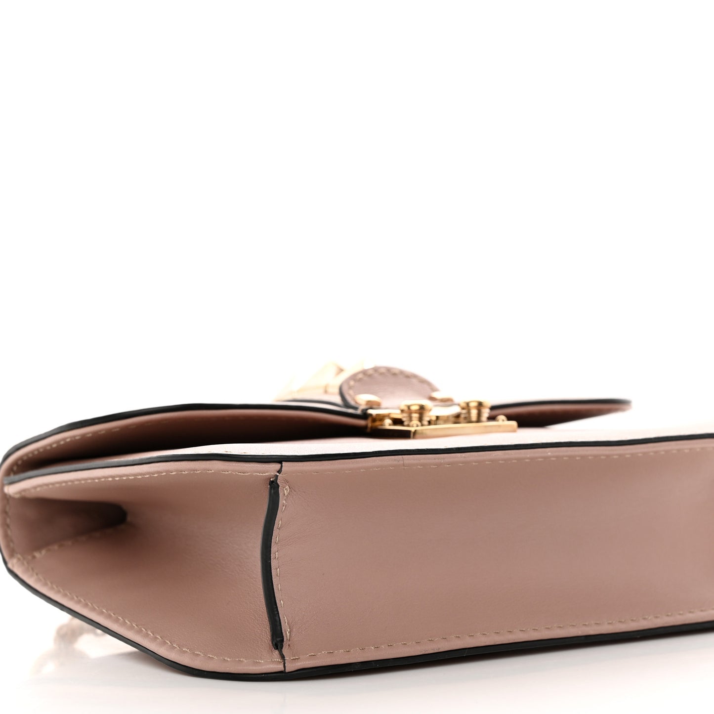 Vitello Small Glam Lock Rockstud Flap Poudre