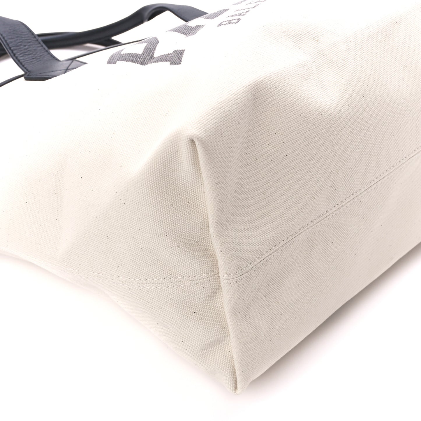 Cotton Canvas Calfskin Cities Paris Jumbo Small Tote Bag Natural