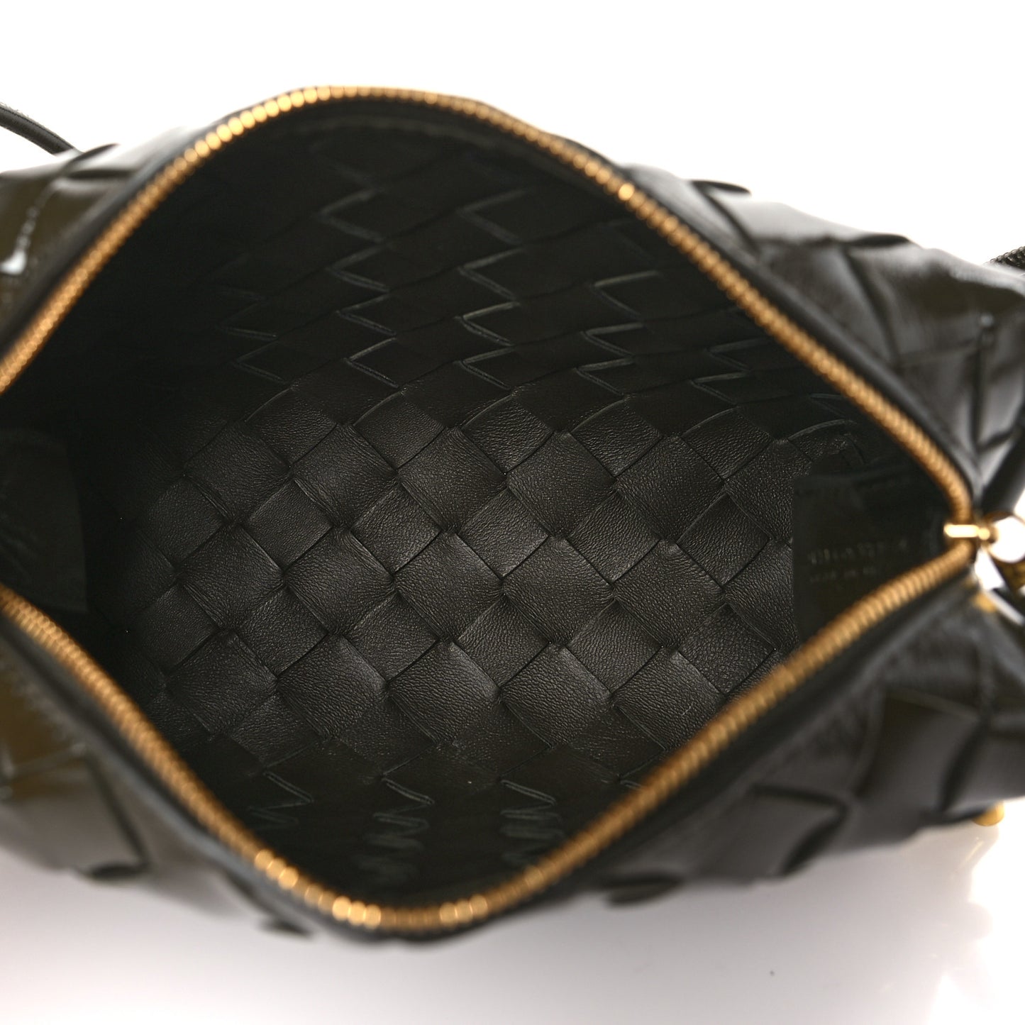 Polished Nappa Intrecciato Knot Mini Loop Camera Bag Kaki