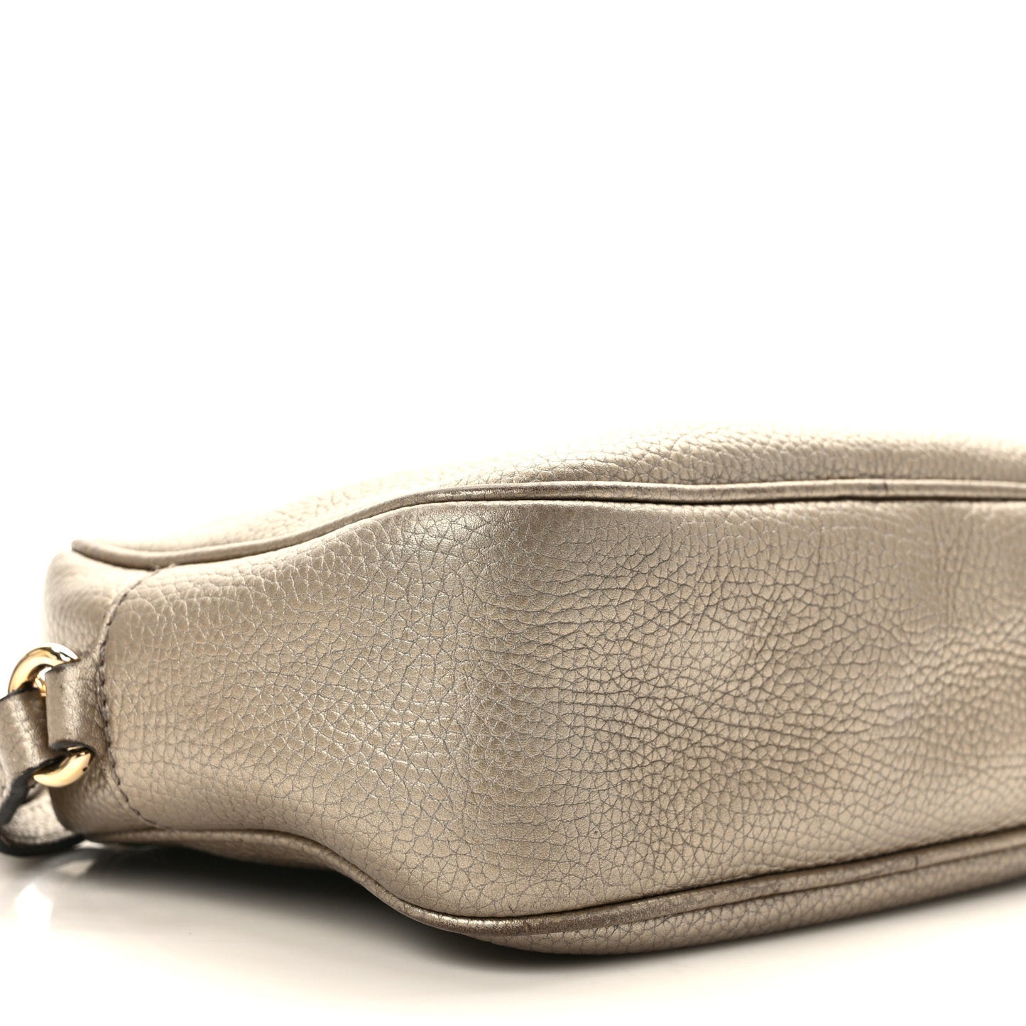 Metallic Pebbled Calfskin Small Soho Disco Bag Golden Beige
