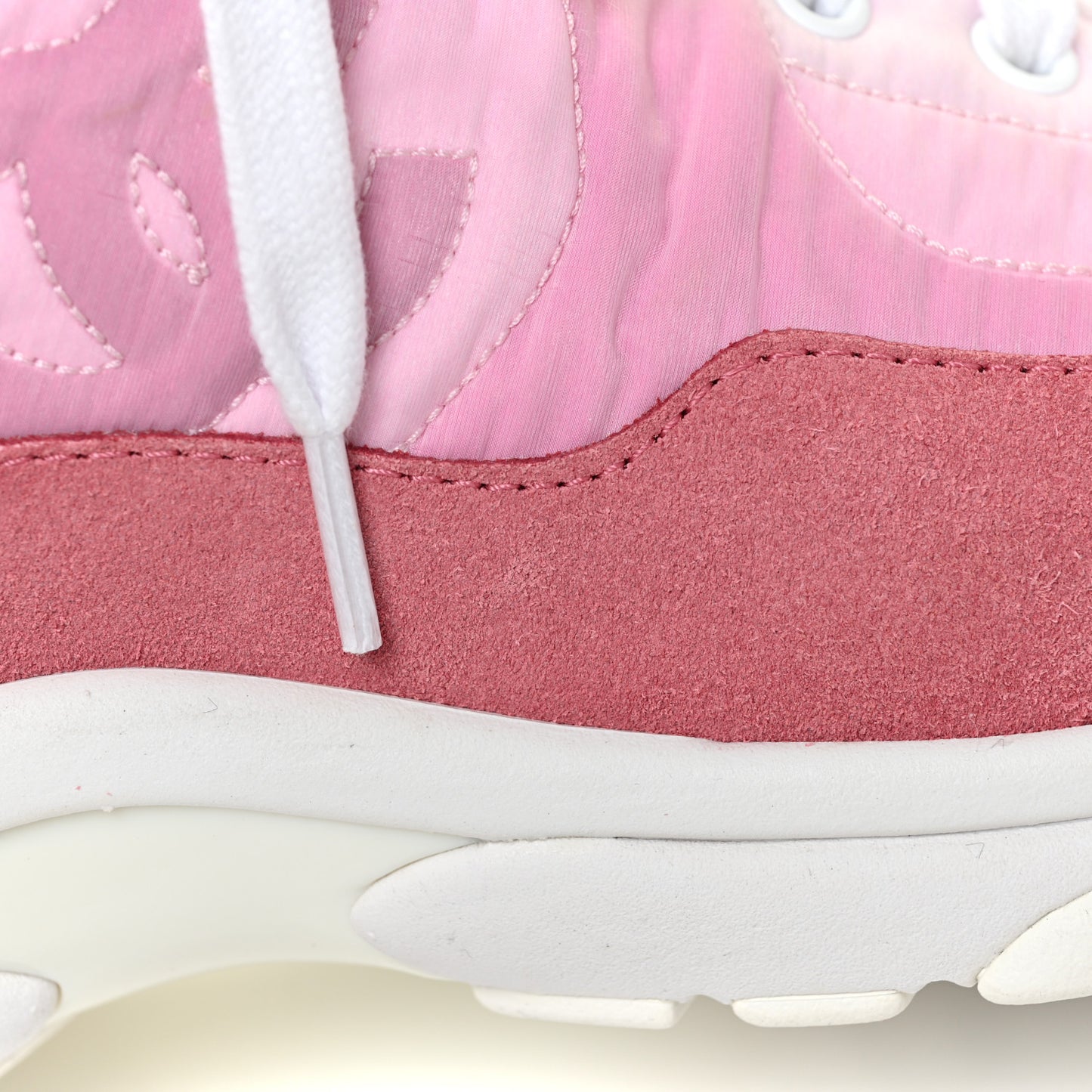 Nylon Calfskin Suede Womens CC Sneakers 38 Pink