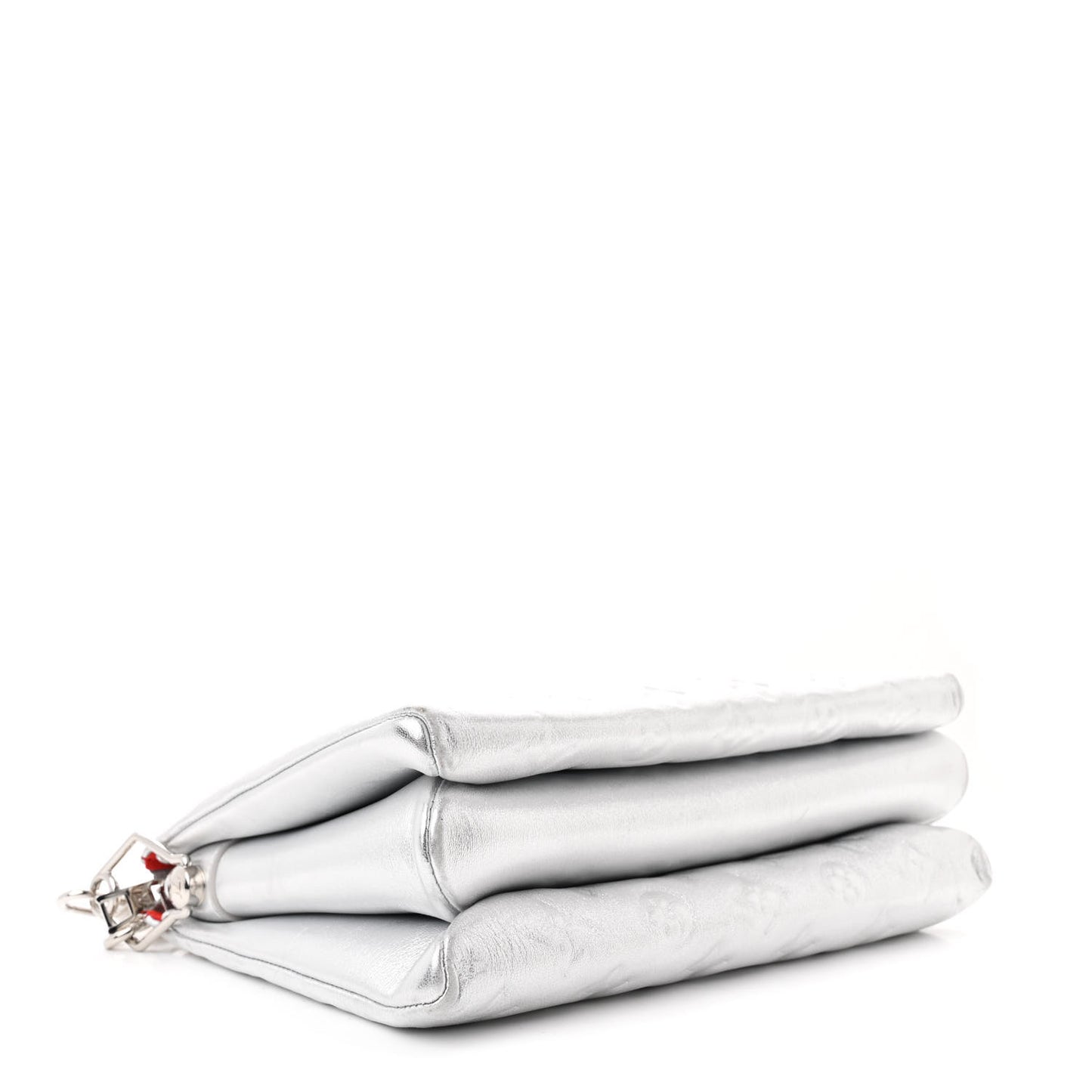 Metallic Lambskin Embossed Monogram Coussin PM Silver