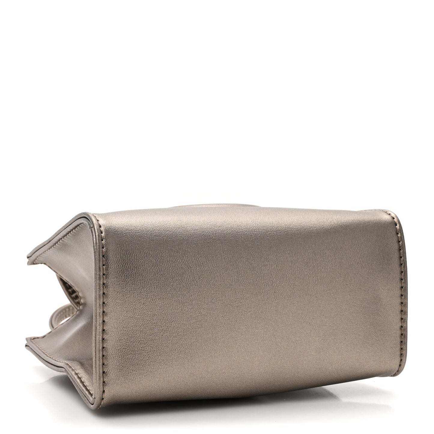 Metallic Vegan Leather Small Shopping Bag Bronze