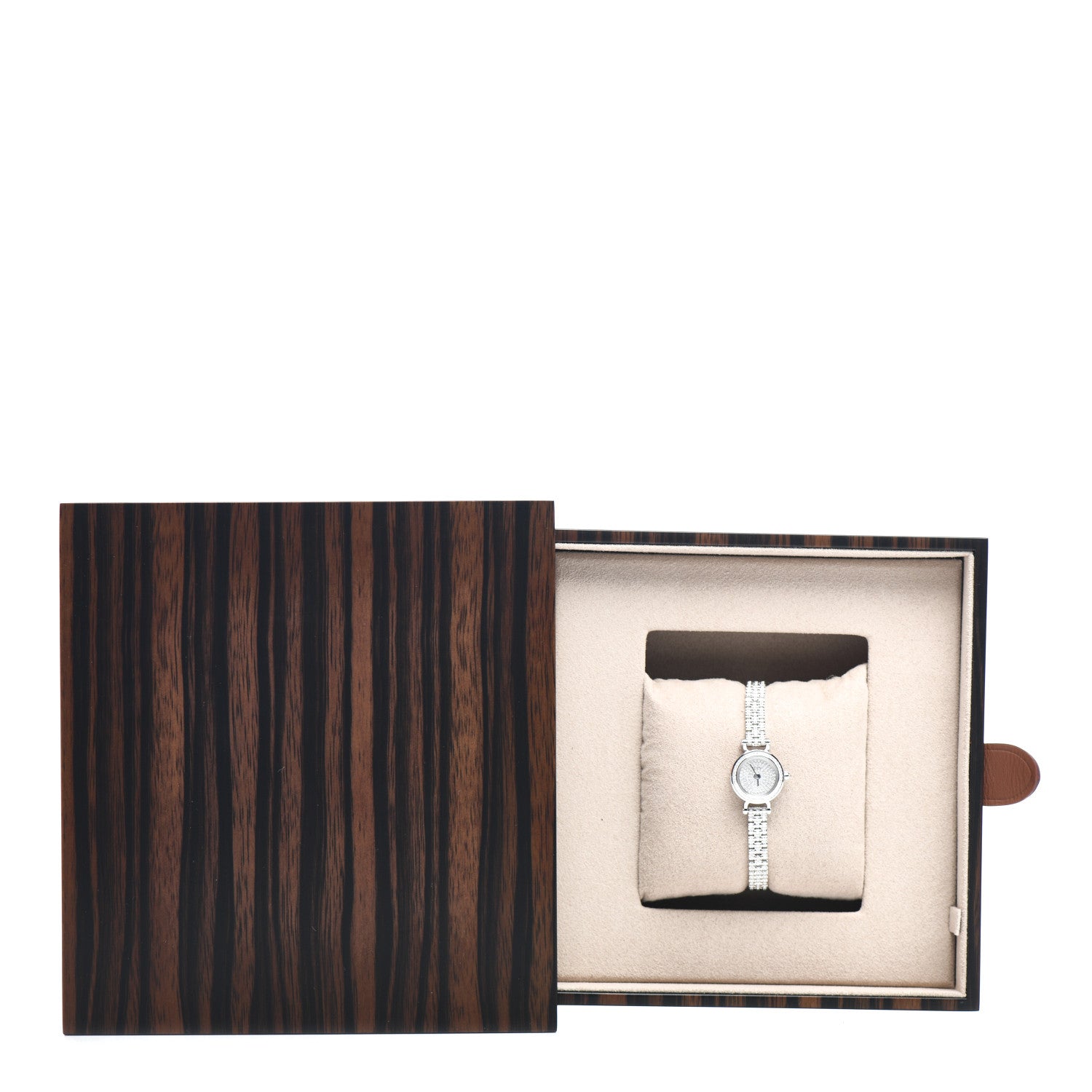 Hermes 18K White Gold Diamond Pave 16mm Faubourg Quartz Watch 5 of 5