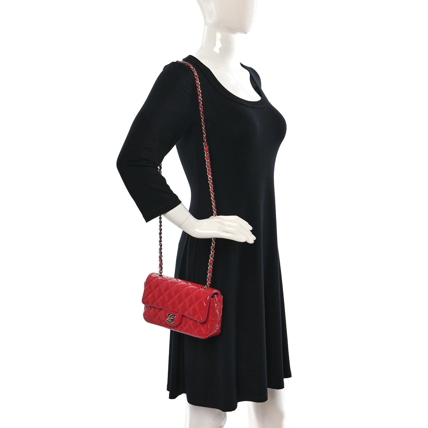 Chanel Patent Calfskin Quilted Mini Rectangular Flap Pink 2 of 11