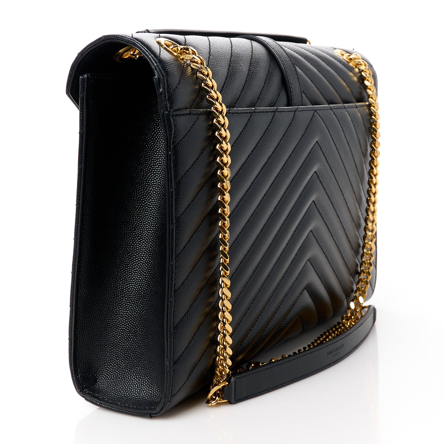 Grain De Poudre Matelasse Chevron Large Monogram Satchel Black