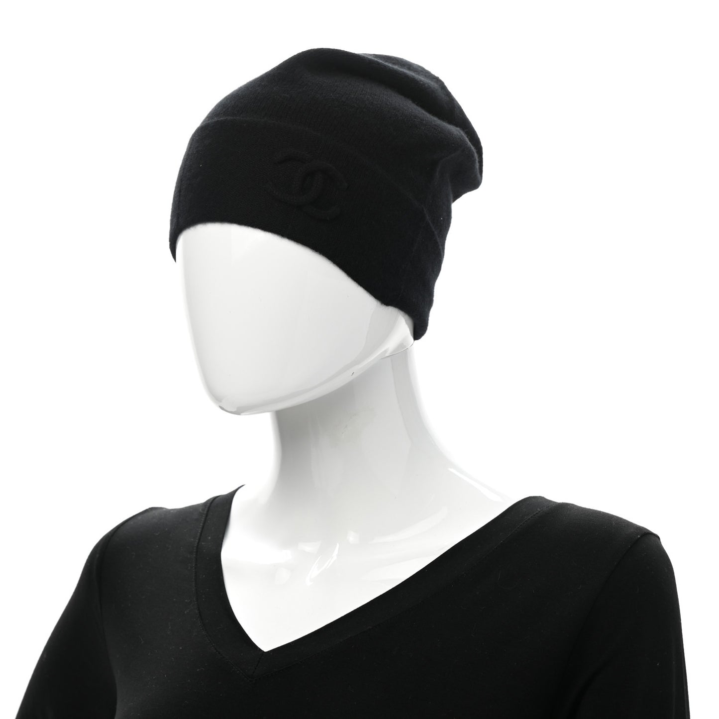 Cashmere Blend CC Beanie Hat Black