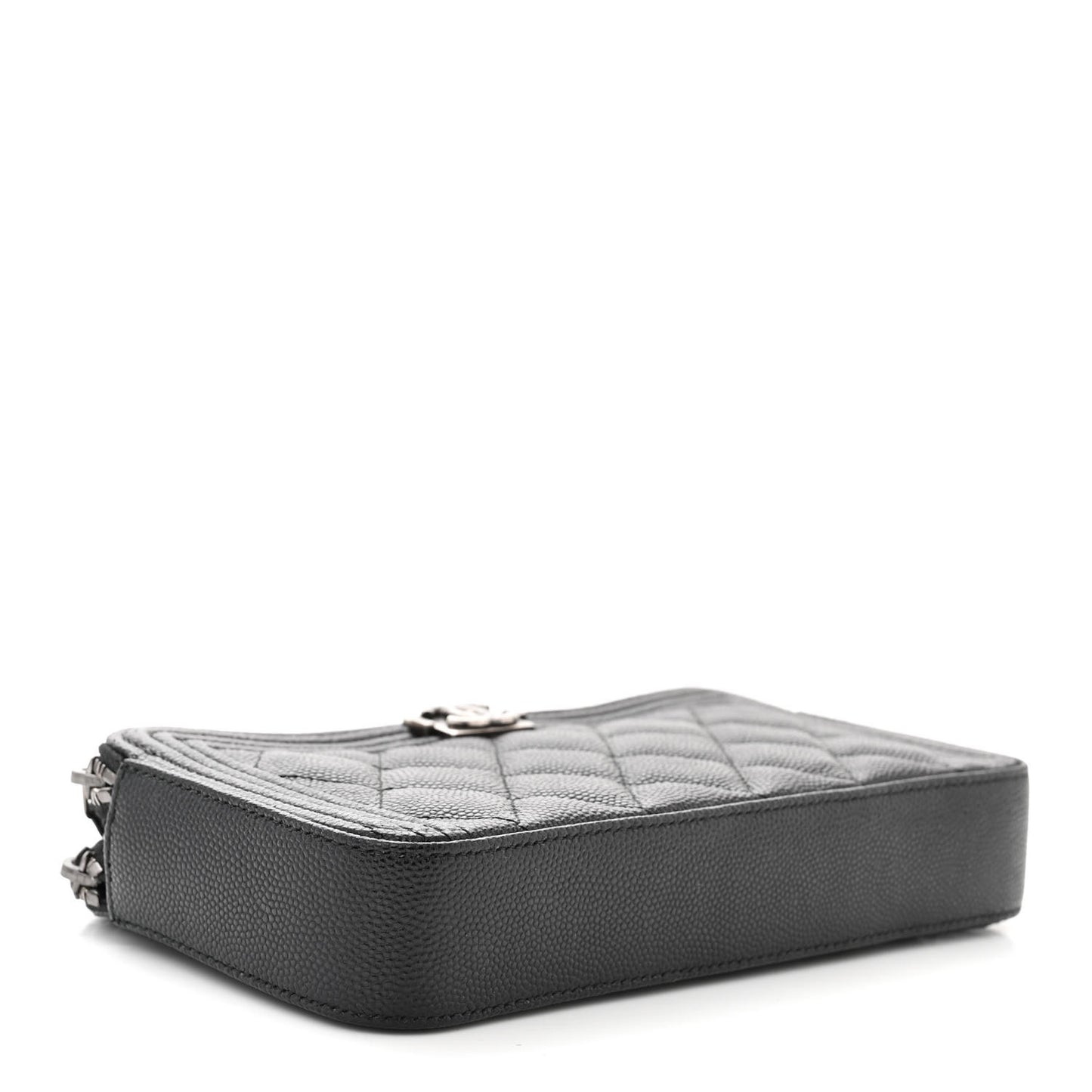 Caviar Quilted Small Boy Clutch With Chain Black
