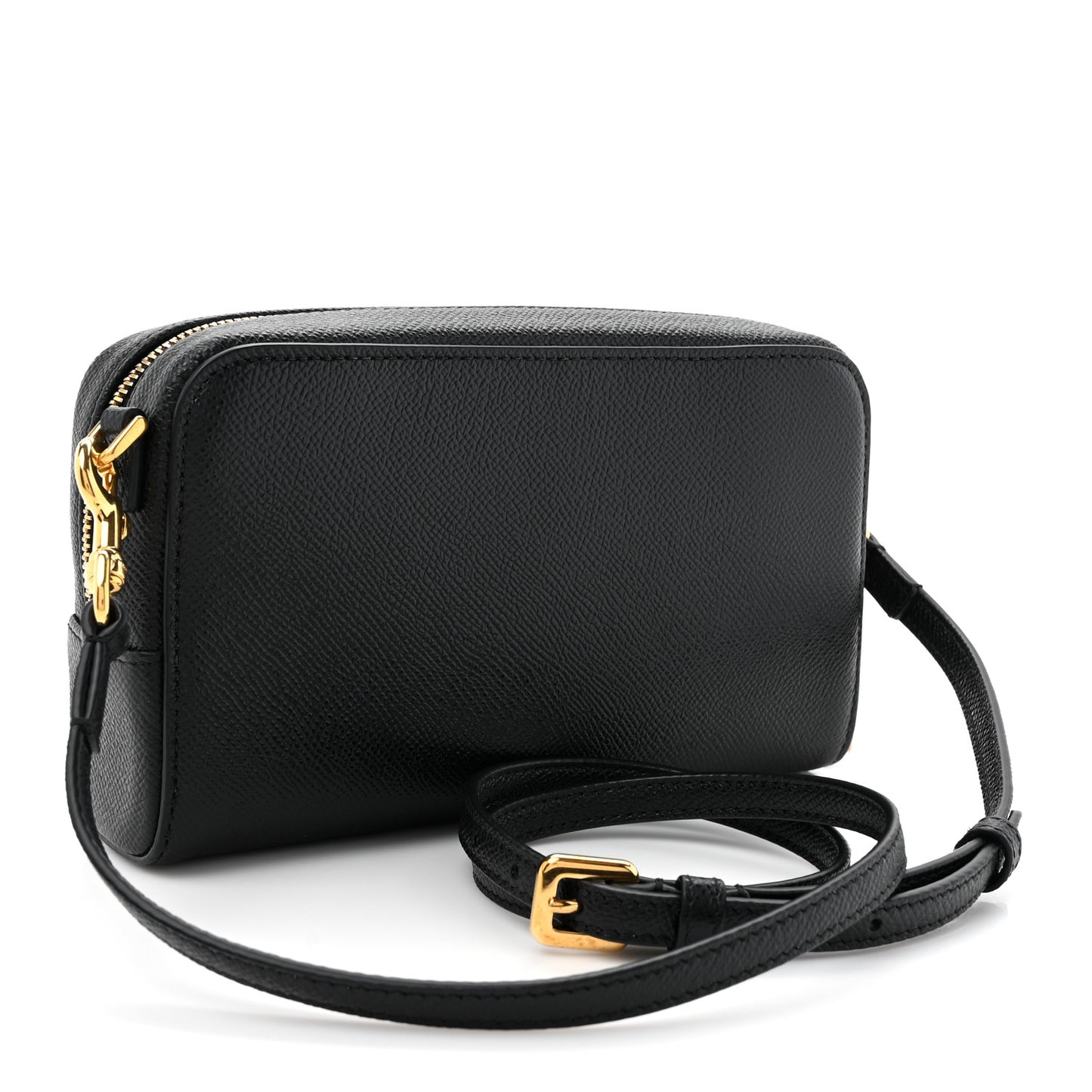 Grained Calfskin Caro Double Pouch Black
