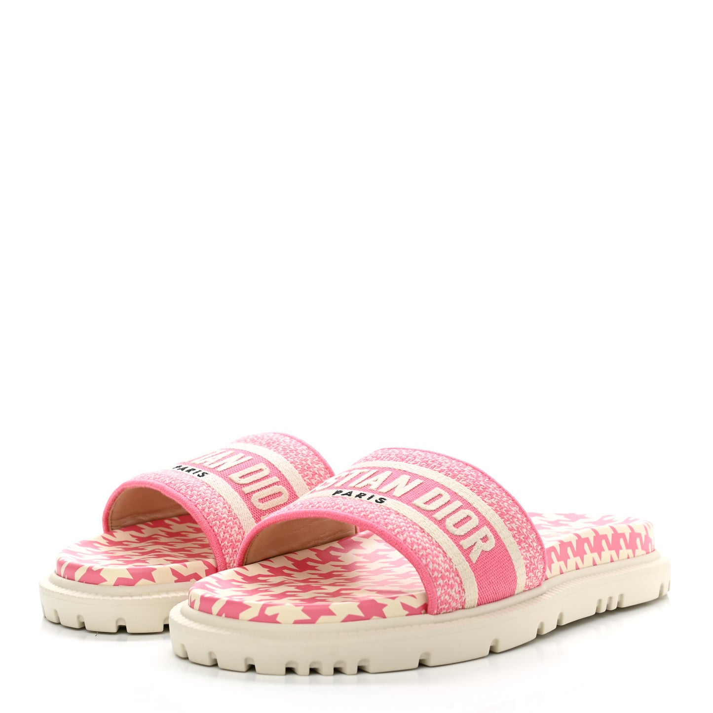 Micro PDP Cotton Houndstooth Embroidered Dway 10mm Slide Sandals 40.5 Peony