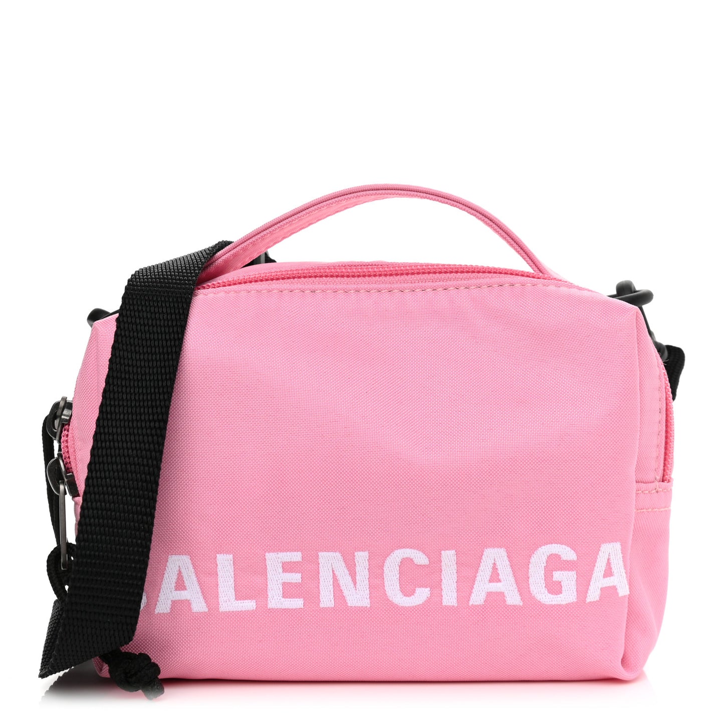 Recycled Sport Nylon Logo Embroidered Messenger Bag Pink White