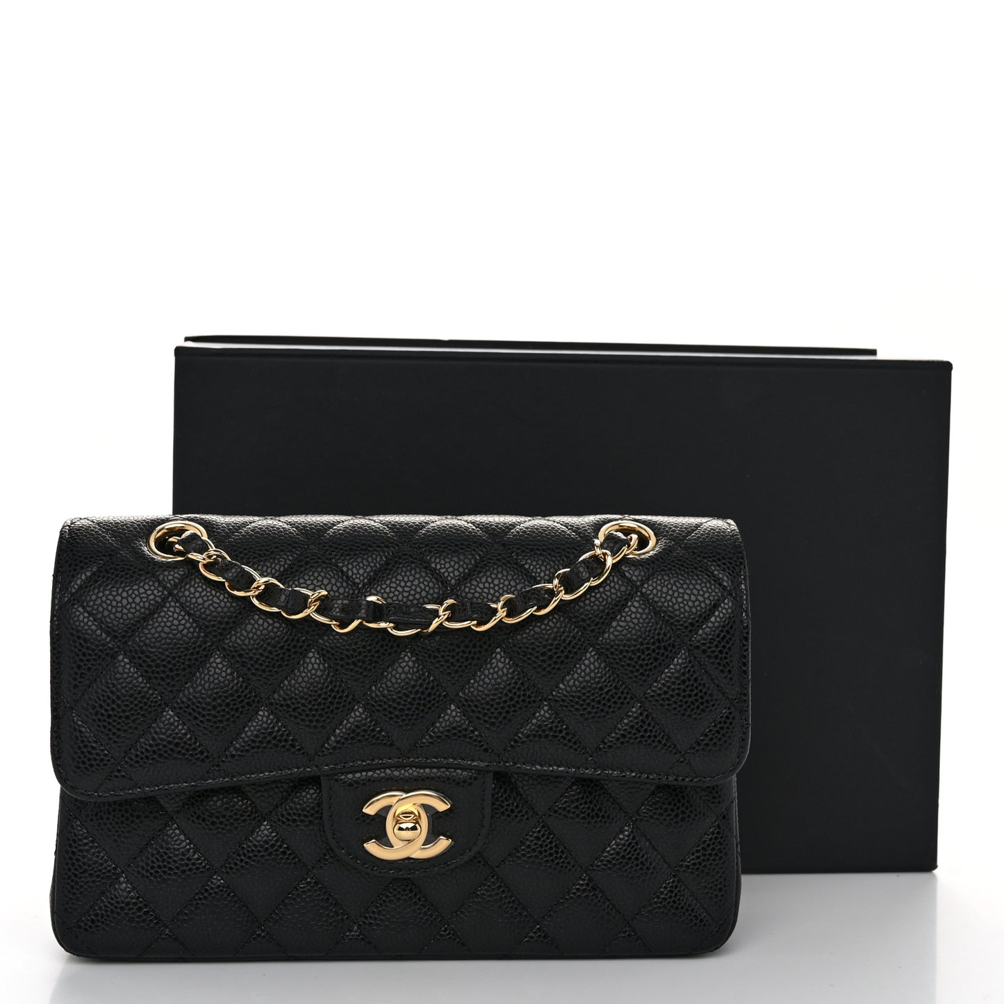 Caviar Quilted Small Double Flap Black