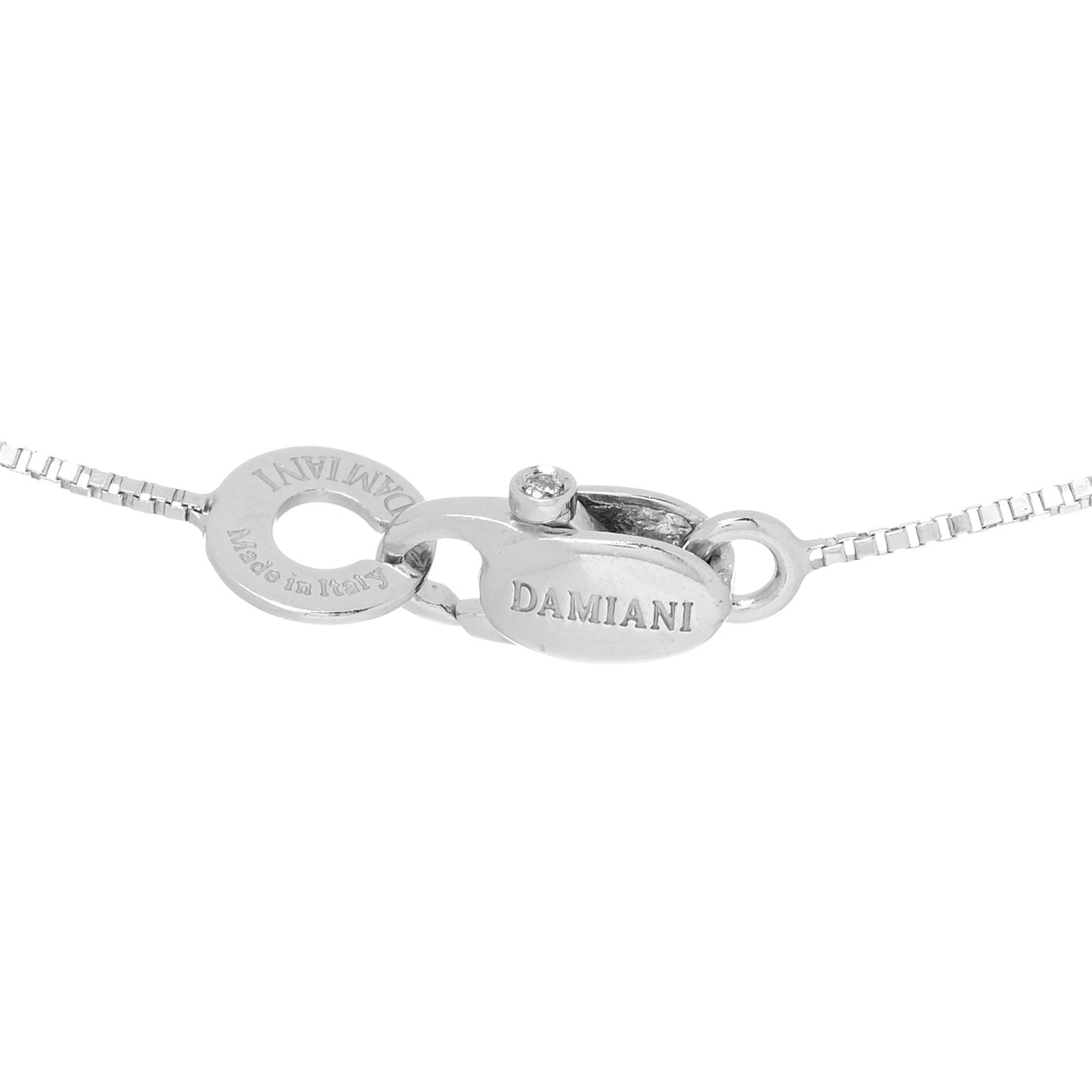 18K White Gold Diamond Blue Sapphire Square Pendant Necklace