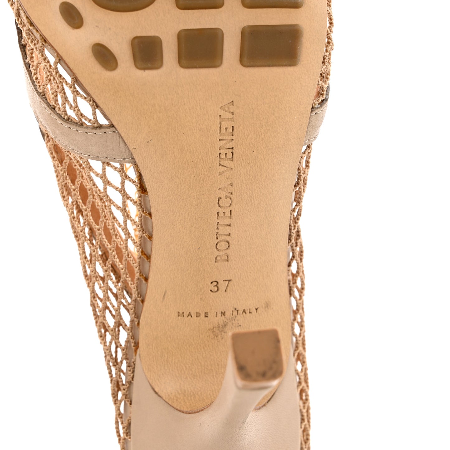 Mesh Calfskin Chain Stretch Pumps 37 Beige