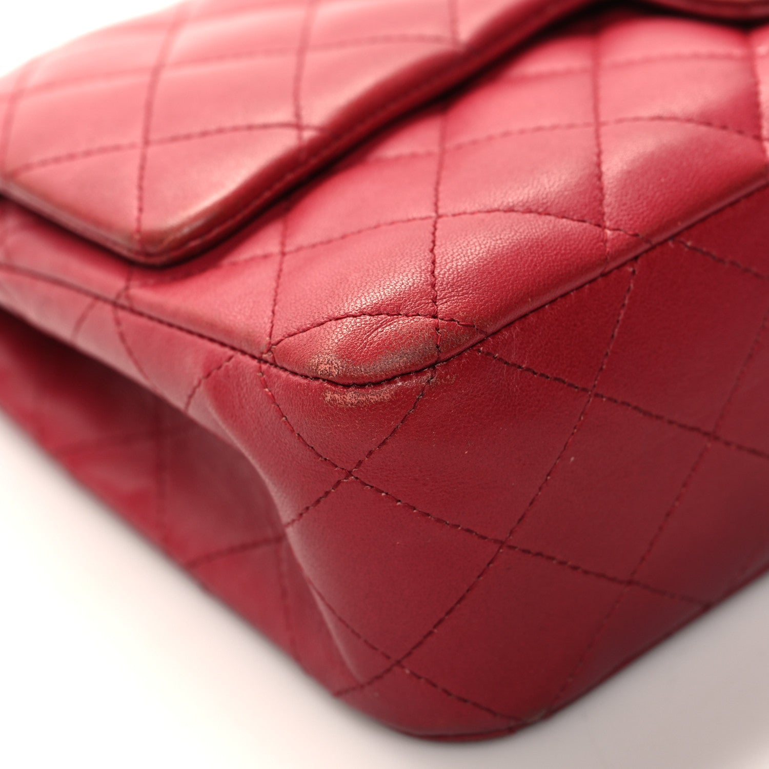 Chanel Glazed Lambskin Quilted Medium Double Flap Bijoux Chain Red 9 of 15