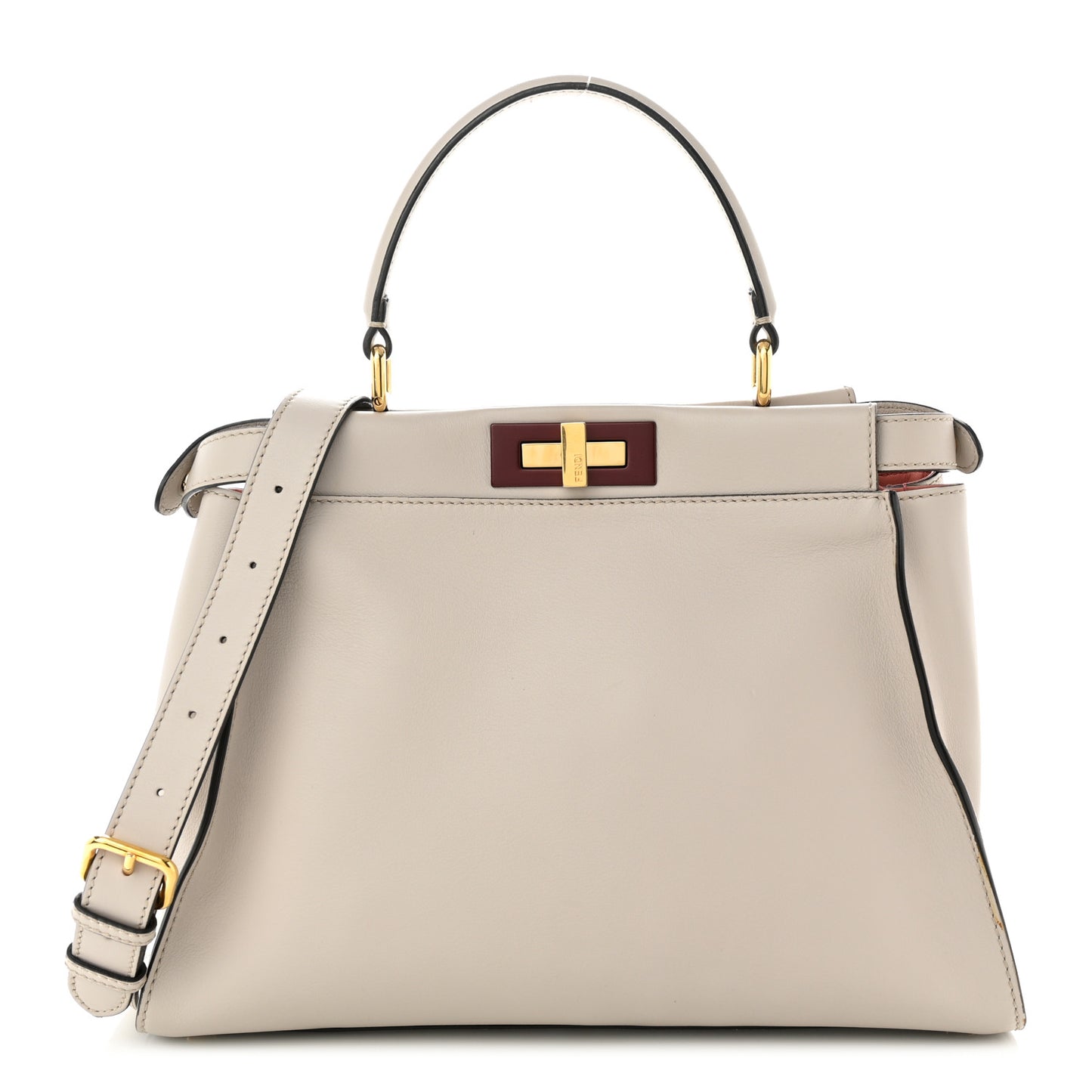 Vitello Seta Shiny Nappa Medium Peekaboo Iconic Satchel Grigio Polvere Bois de Rose
