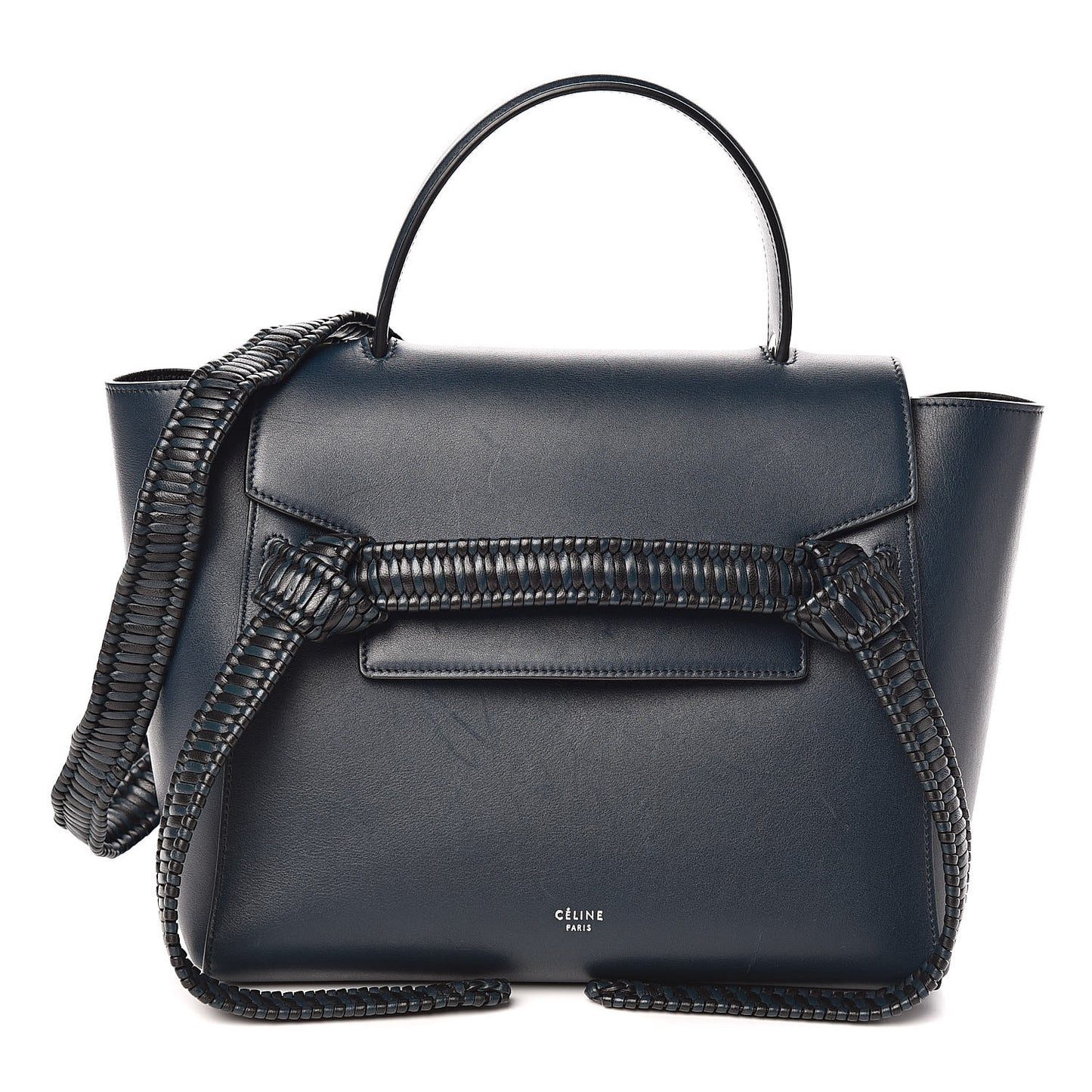 Smooth Calfskin Micro Bi-Color Braided Belt Bag Dark Sea