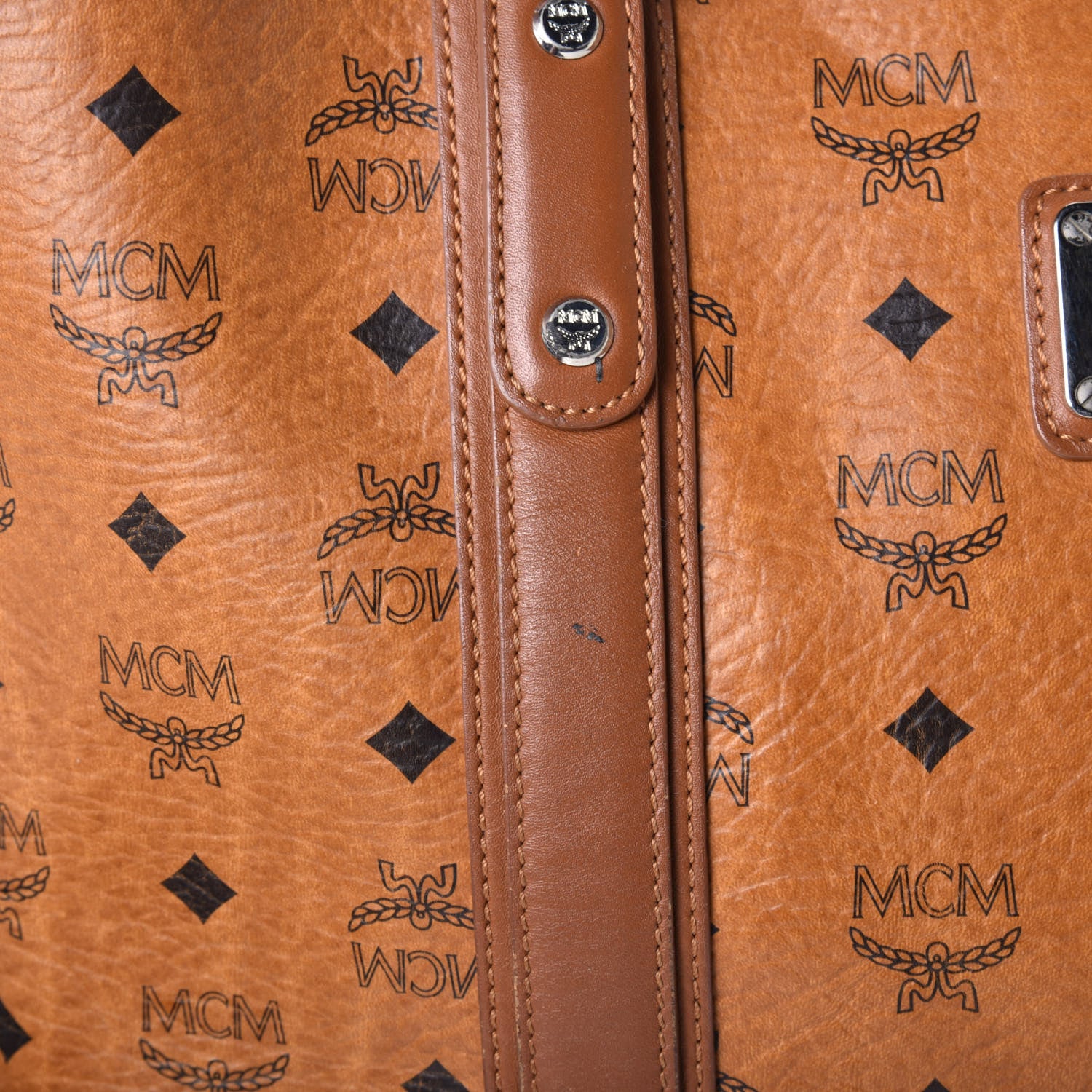 MCM Visetos Shopping Tote Cognac 9 of 9